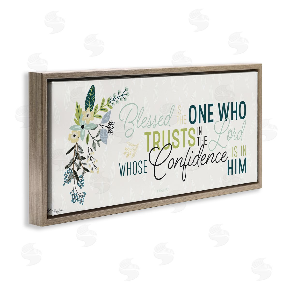 Gigi Louise Confidence is in Him Faith Quote Brown Floater Frame Canvas Art