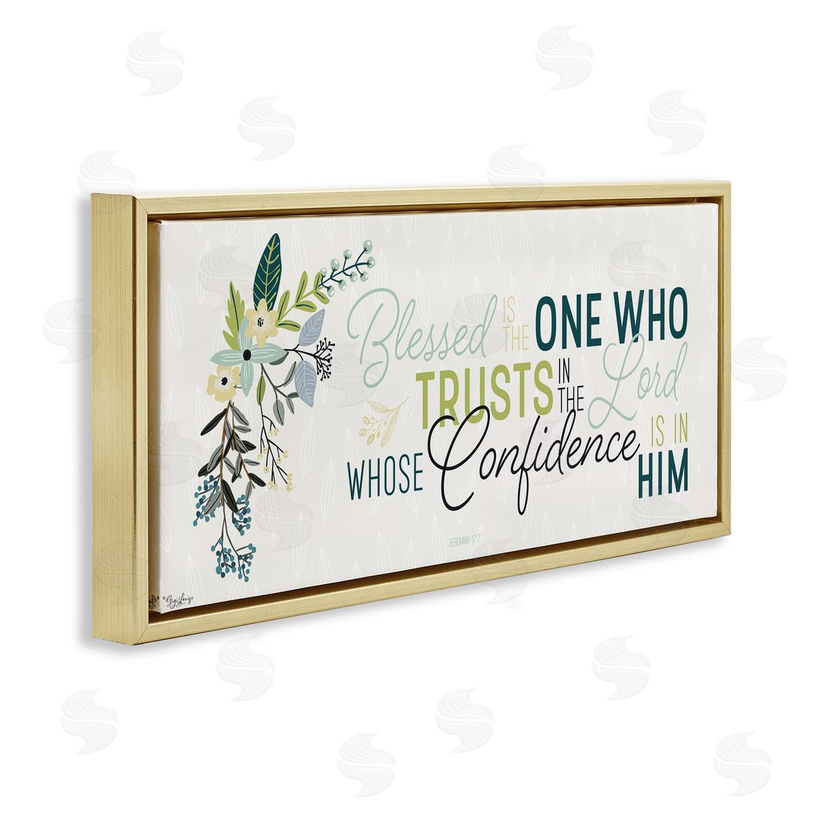 Gigi Louise Confidence is in Him Faith Quote Gold Floater Frame Canvas Art