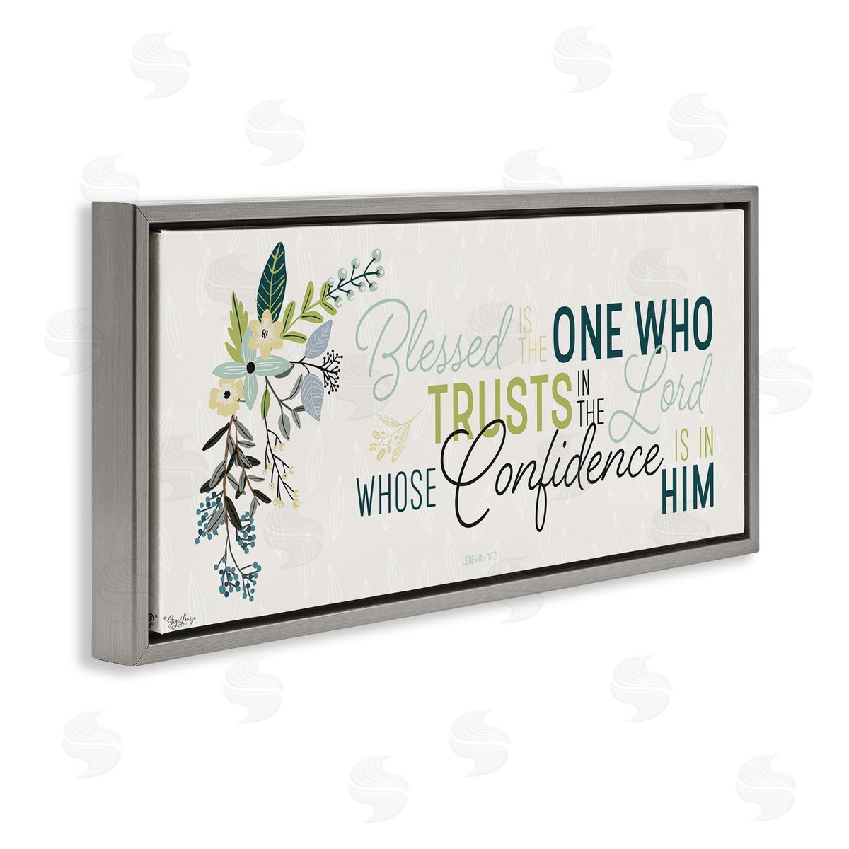 Gigi Louise Confidence is in Him Faith Quote Gray Floater Frame Canvas Art