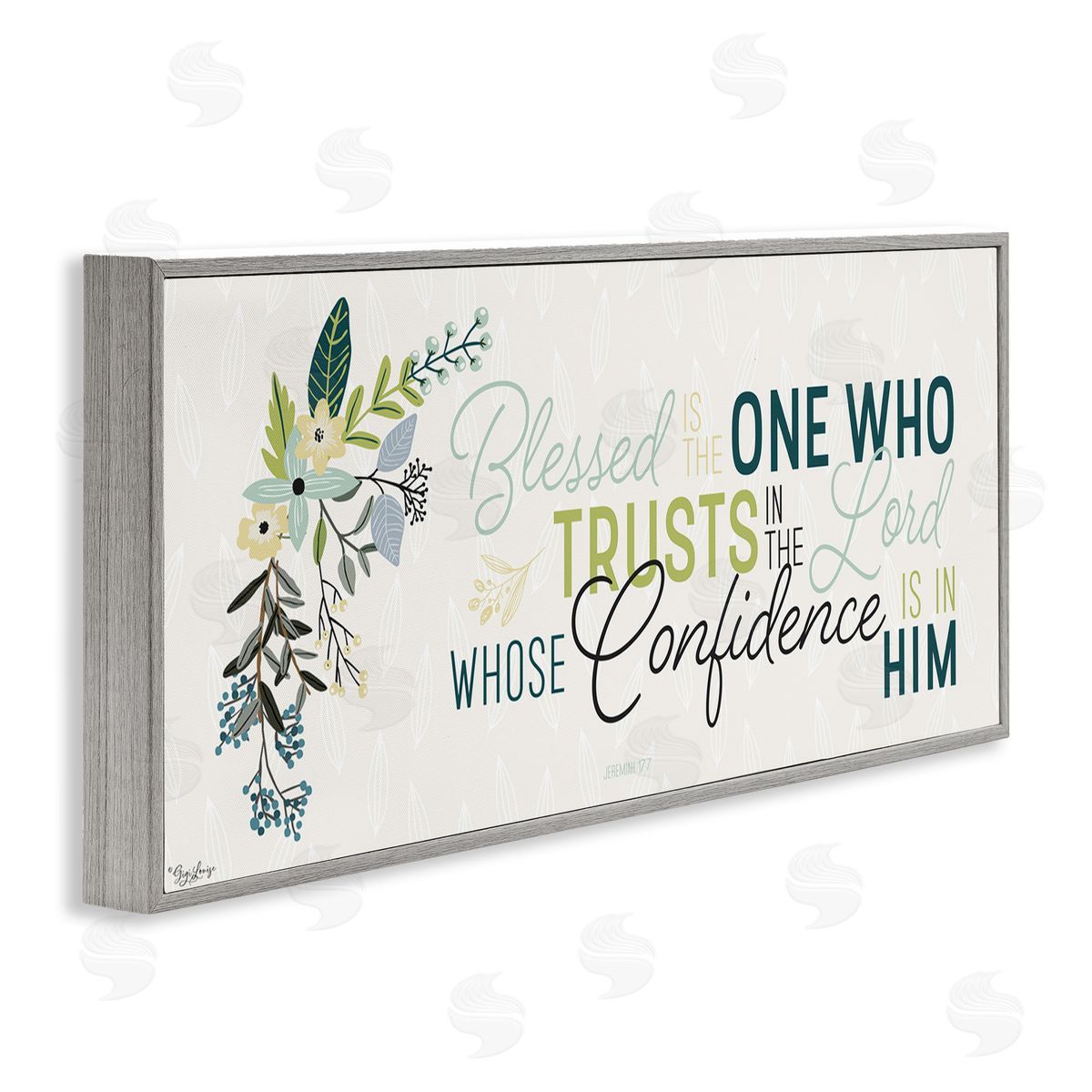 Gigi Louise Confidence is in Him Faith Quote Gray Framed Giclee Wall Art