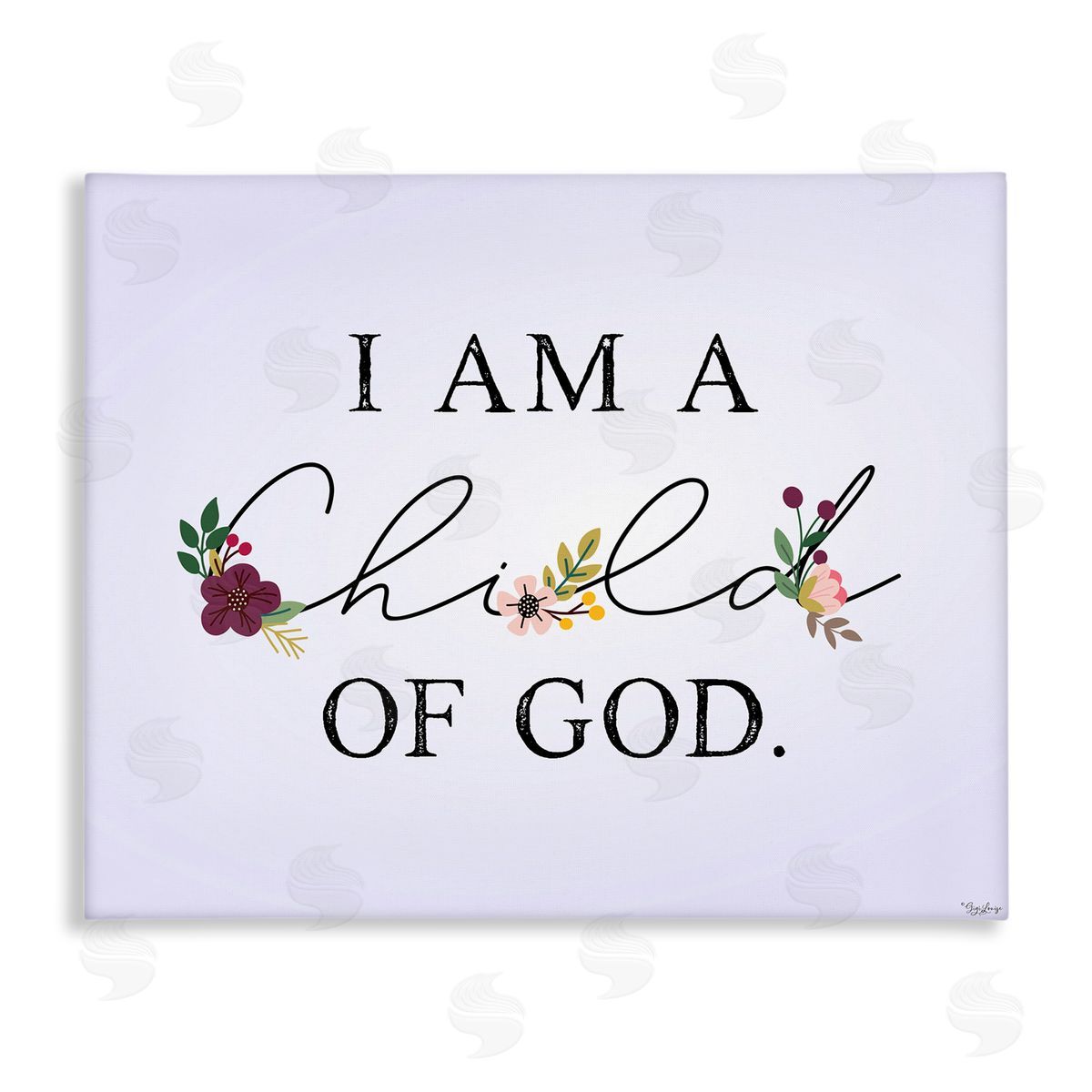 Gigi Louise Floral Child Of God over Purple Canvas Wall Art