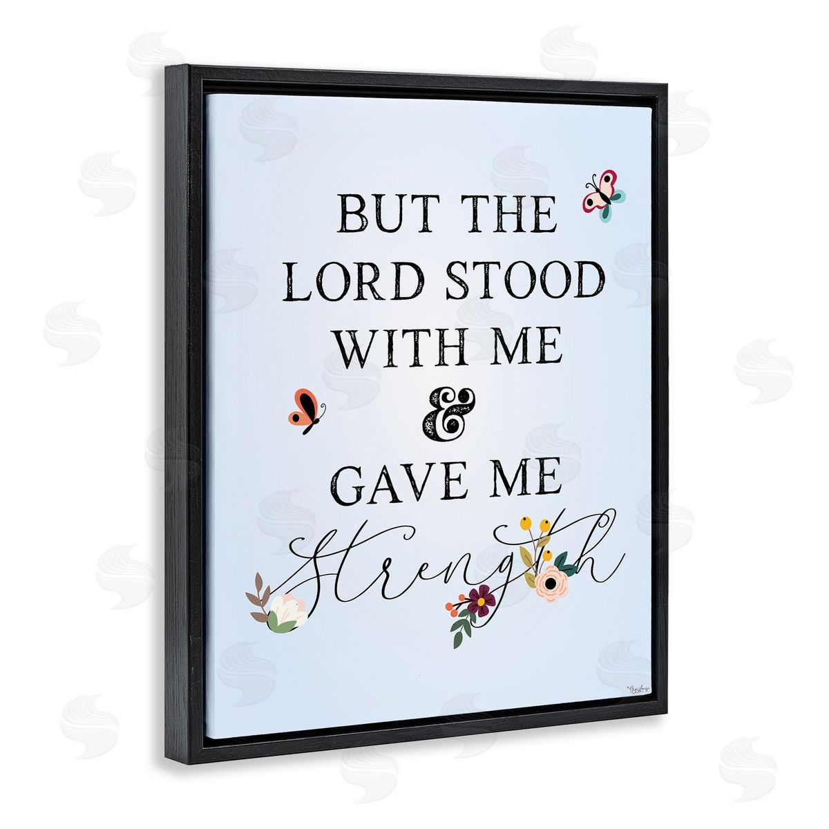 Gigi Louise Lord Stood With Me Faith Based Floral Black Floater Frame Canvas Art