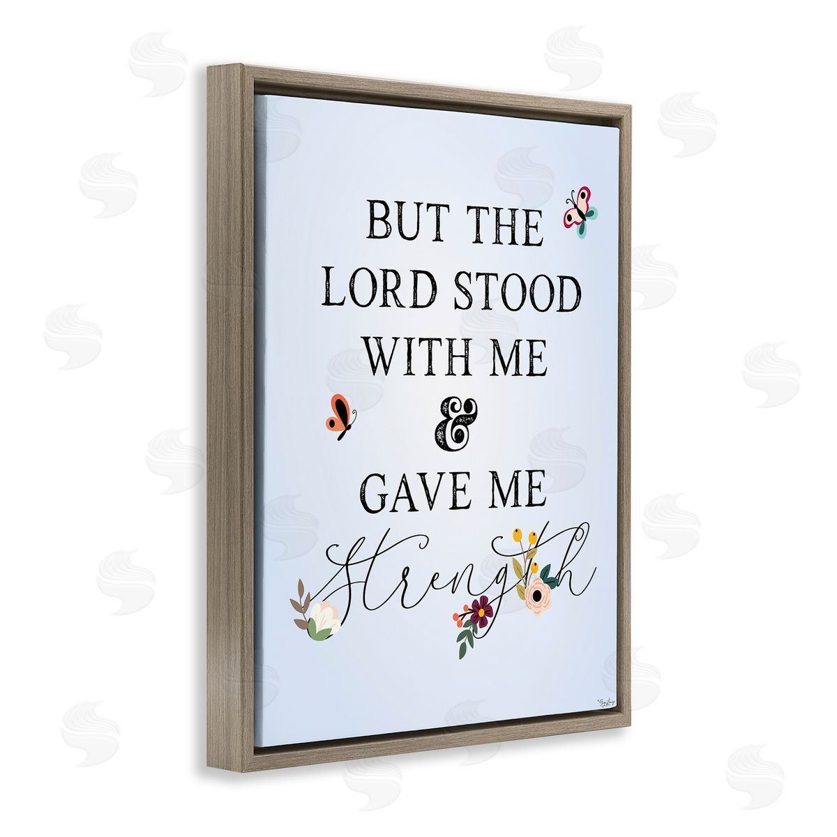 Gigi Louise Lord Stood With Me Faith Based Floral Brown Floater Frame Canvas Art