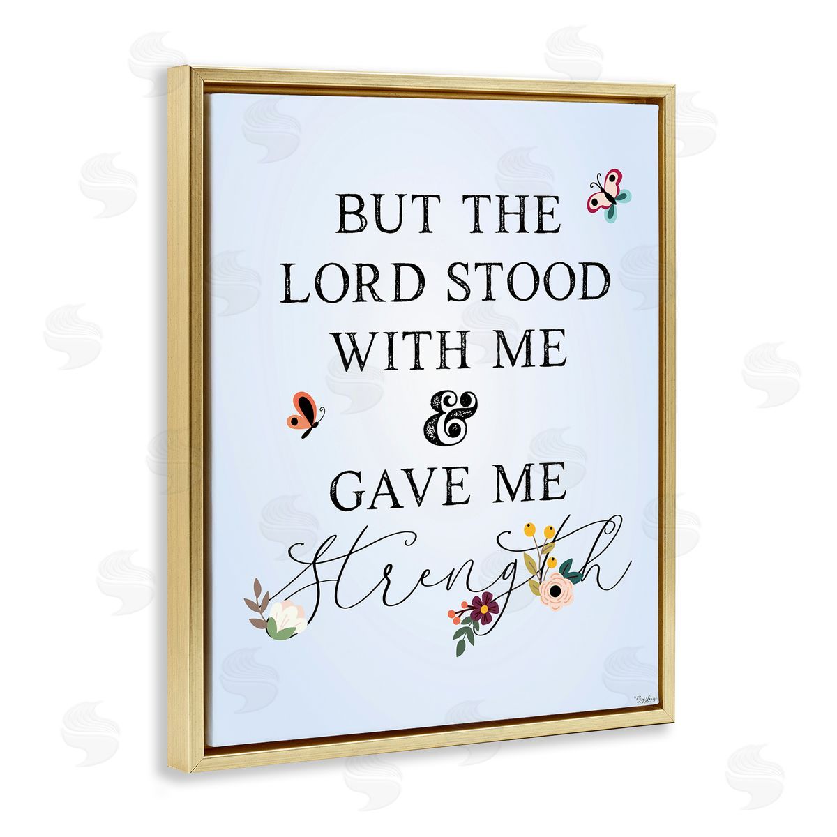 Gigi Louise Lord Stood With Me Faith Based Floral Gold Floater Frame Canvas Art