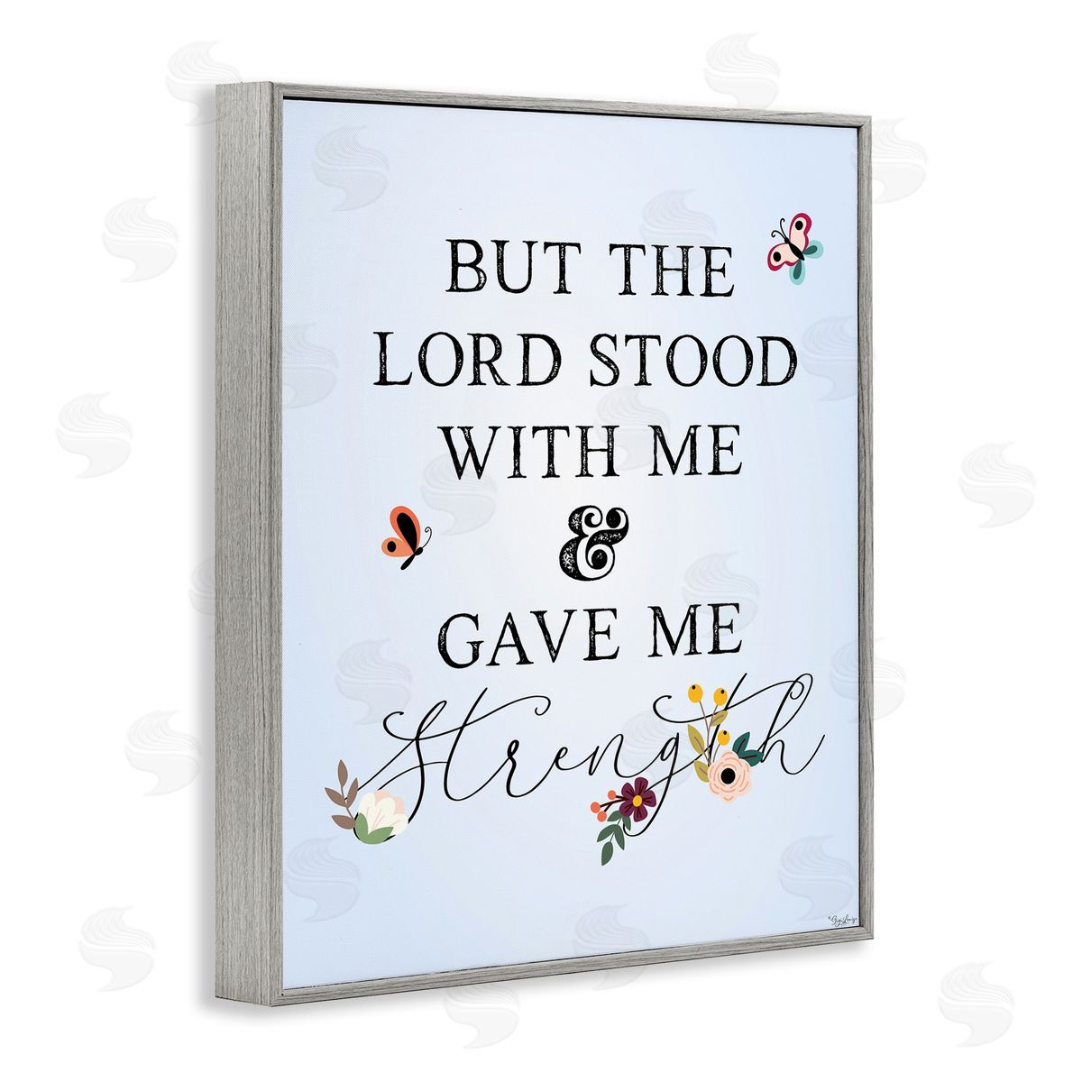 Gigi Louise Lord Stood With Me Faith Based Floral Gray Framed Giclee Wall Art