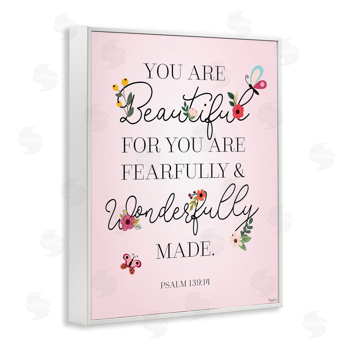 Gigi Louise Wonderfully Made Psalm Floral Pink White Framed Giclee Wall Art