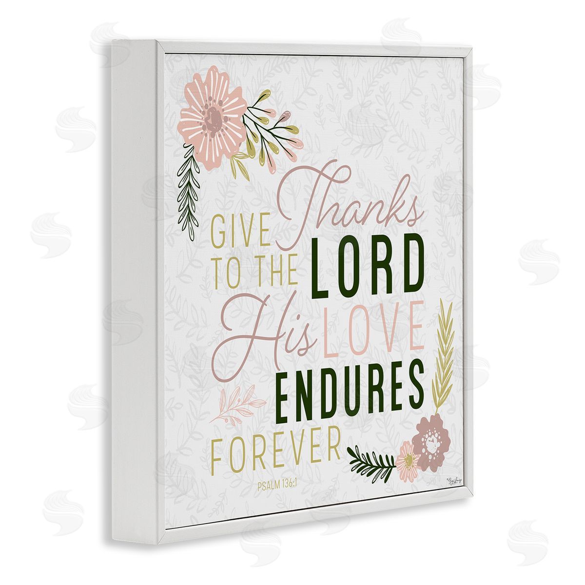 Gigi Louise His Love Endures Forever Faith Design White Framed Giclee Wall Art