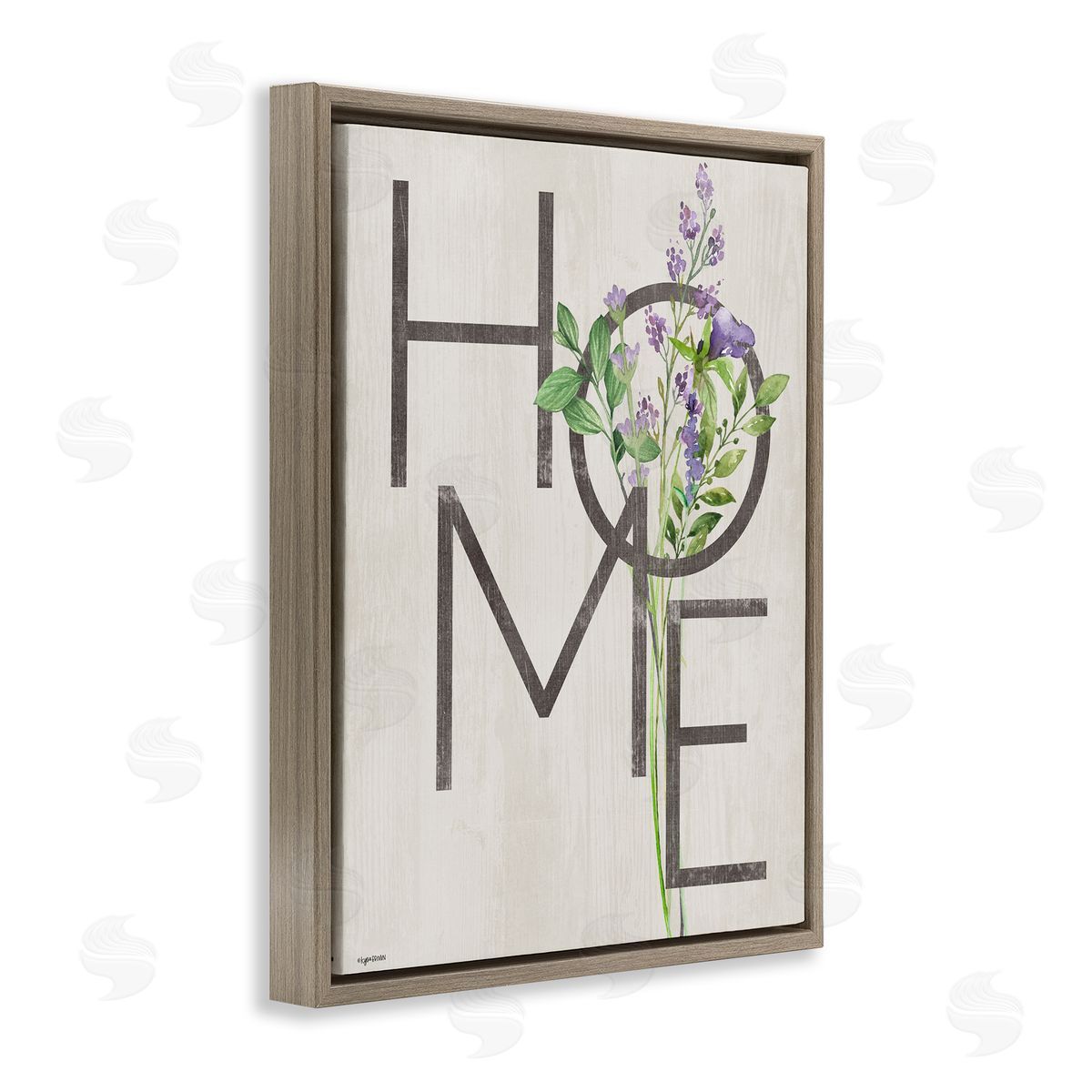 Lady Louise Designs Rustic Home Purple Lavender  Brown Floater Frame Canvas Art