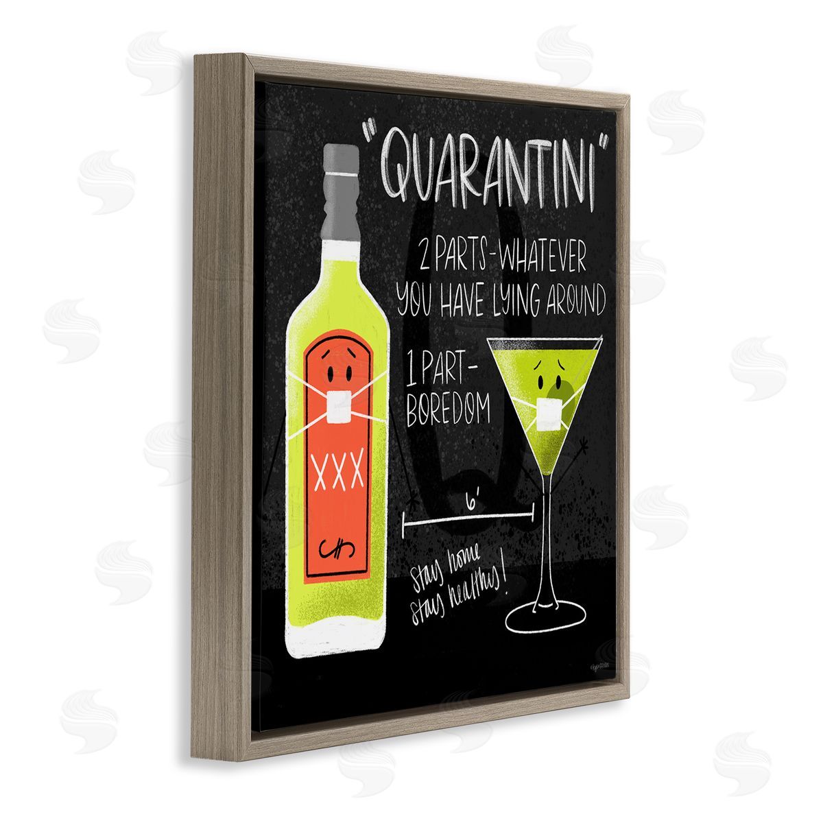 Lady Louise Designs Quarantini Recipe Covid Cocktail Brown Floater Frame Canvas Art