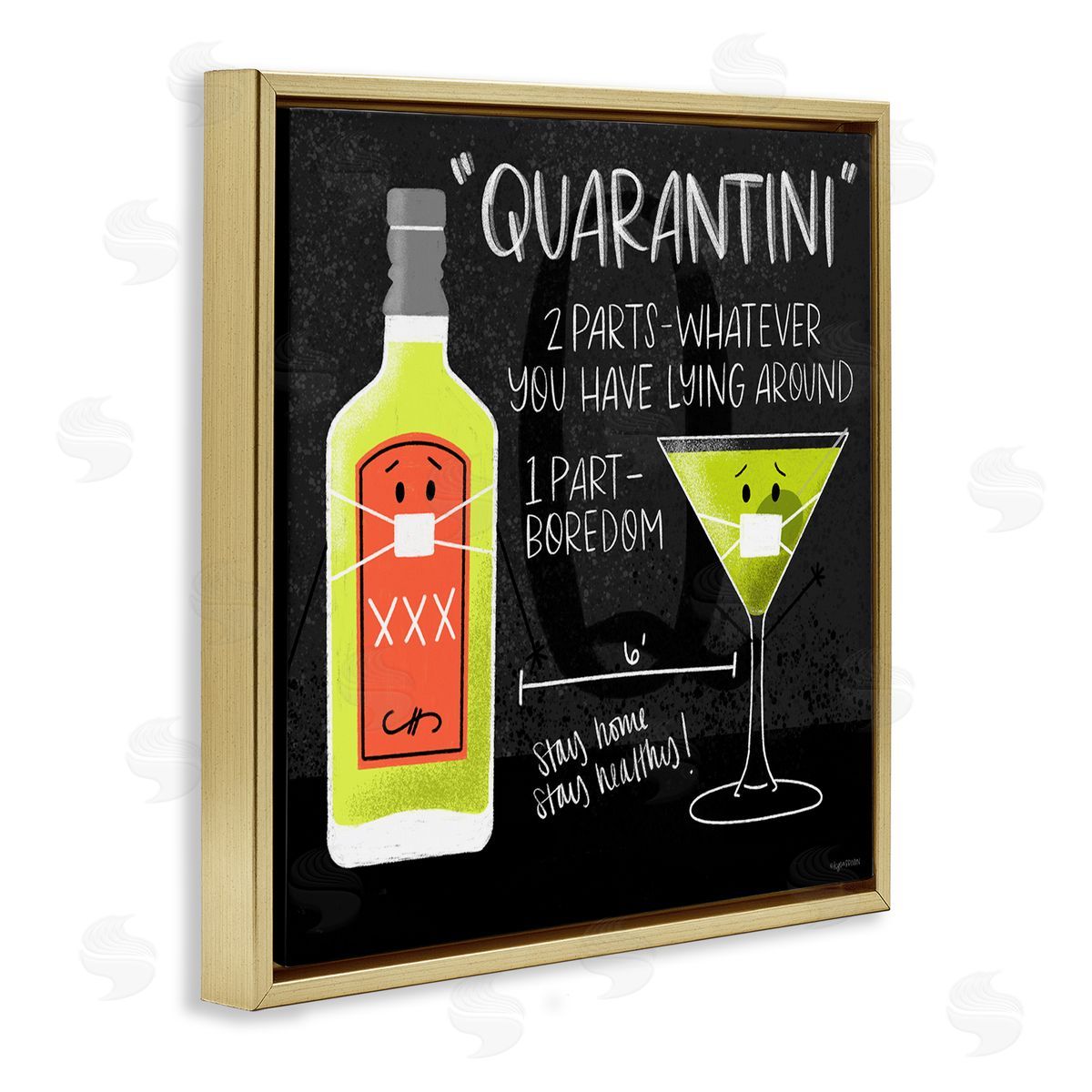 Lady Louise Designs Quarantini Recipe Covid Cocktail Gold Floater Frame Canvas Art