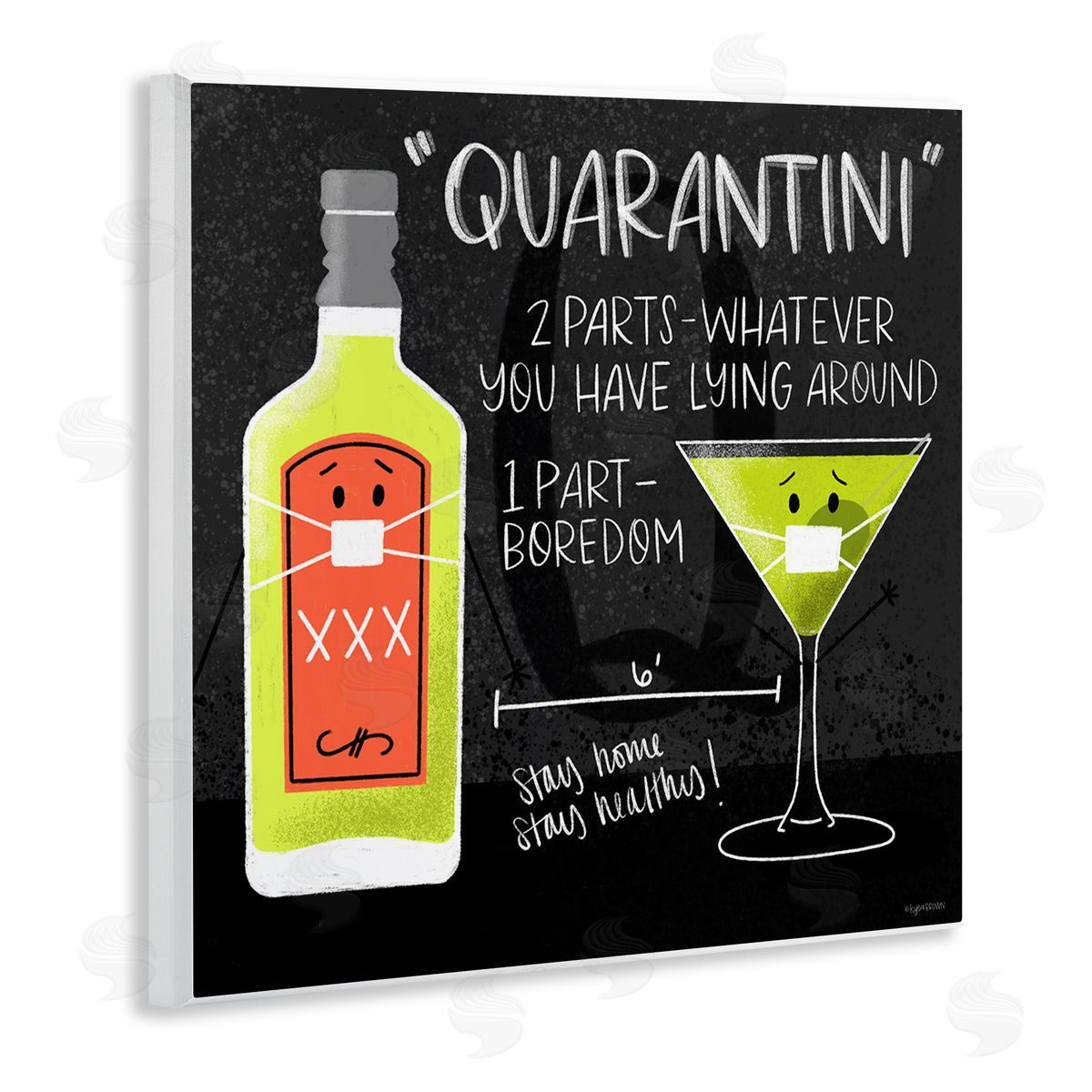 Lady Louise Designs Quarantini Recipe Covid Cocktail Wall Plaque Art