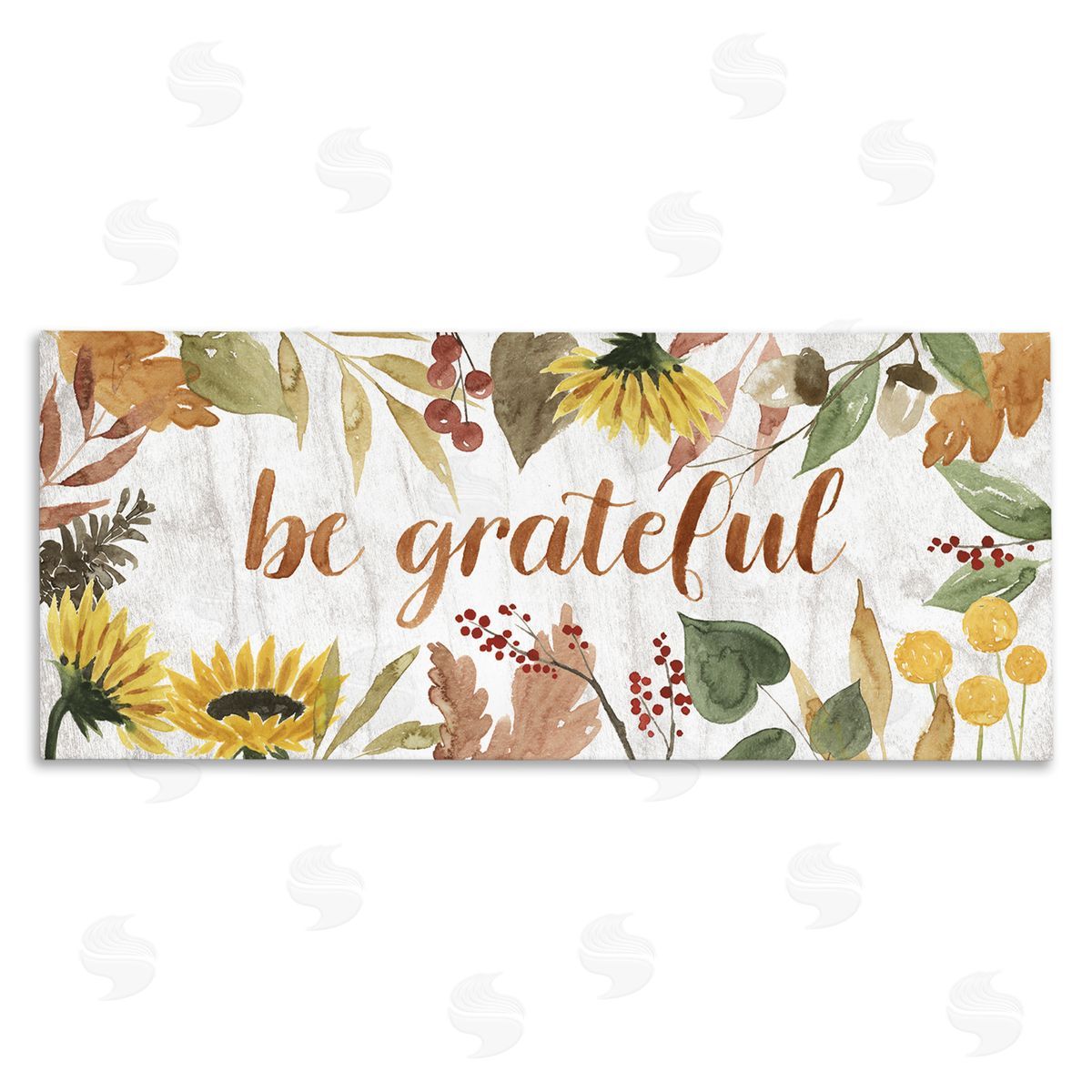 Grace Popp Be Grateful Autumn Sunflower Border Canvas Wall Art