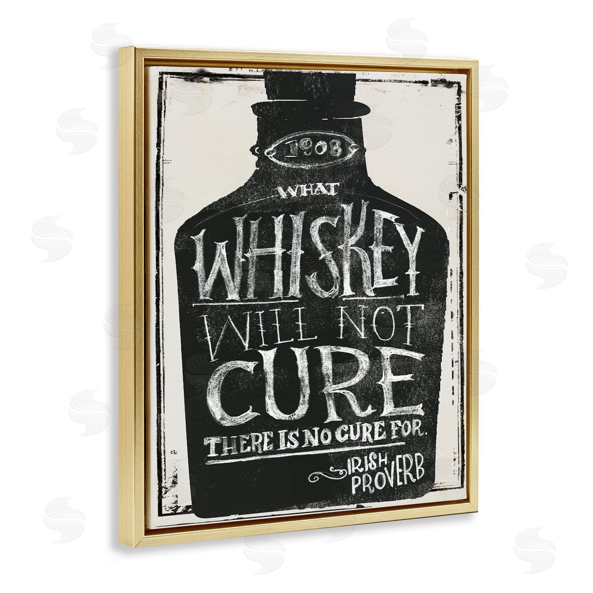 Jennifer Paxton Parker Distressed Rustic What Whiskey Won't Cure Gold Floater Frame Canvas Art