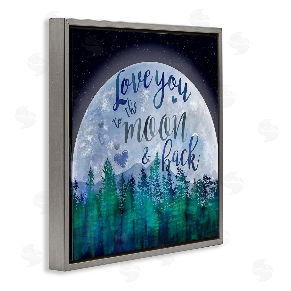 Lisa Lane Love You to the Moon Lunar Forest Gray Floater Frame Canvas Art