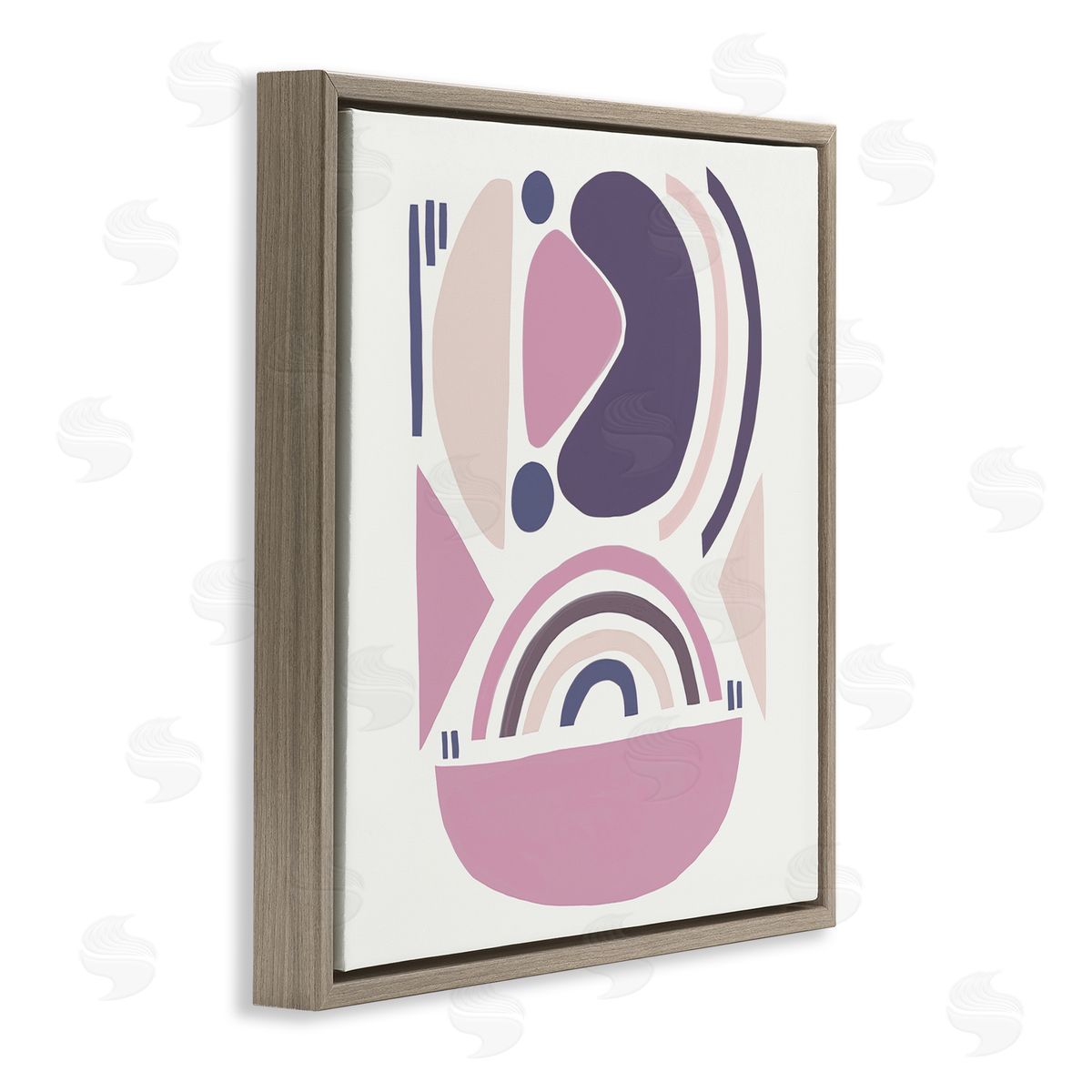 Leah Straatsma Playful Abstract Organic Shapes Purple Pink Brown Floater Frame Canvas Art