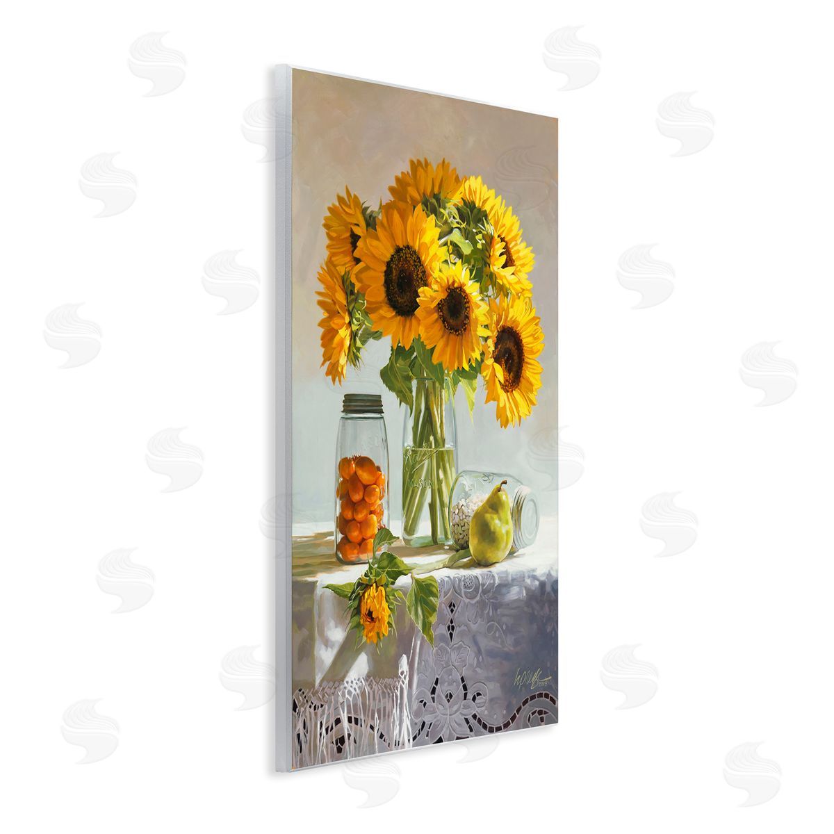 Heide Presse Farmhouse Sunflower Country Fruit Jars Wall Plaque Art