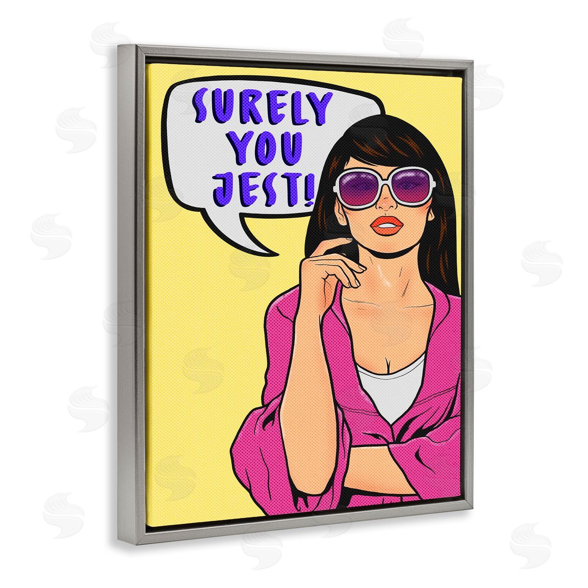 Marcus Prime Surely You Jest Female Pop Art Gray Floater Frame Canvas Art