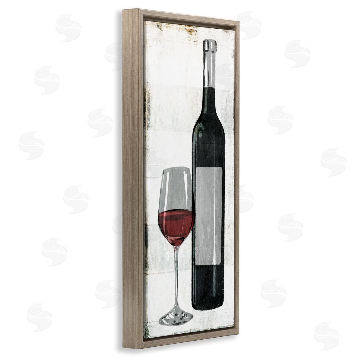 Milli Villa Rustic Red Wine Glass Distressed Brown Floater Frame Canvas Art