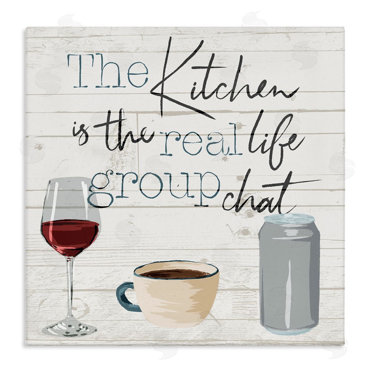 Milli Villa Kitchen Group Chat Rustic Table Canvas Wall Art