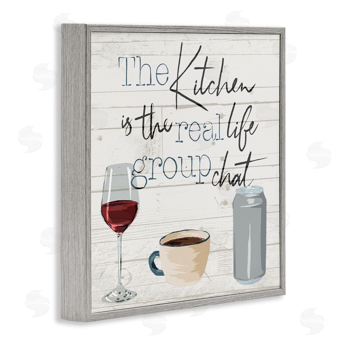 Milli Villa Kitchen Group Chat Rustic Table Gray Framed Giclee Wall Art