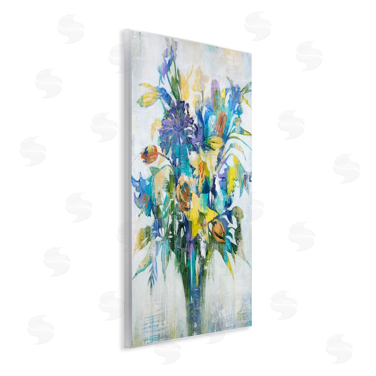 Liz Jardine Distressed Bouquet Spring Flowers Blue Wall Plaque Art