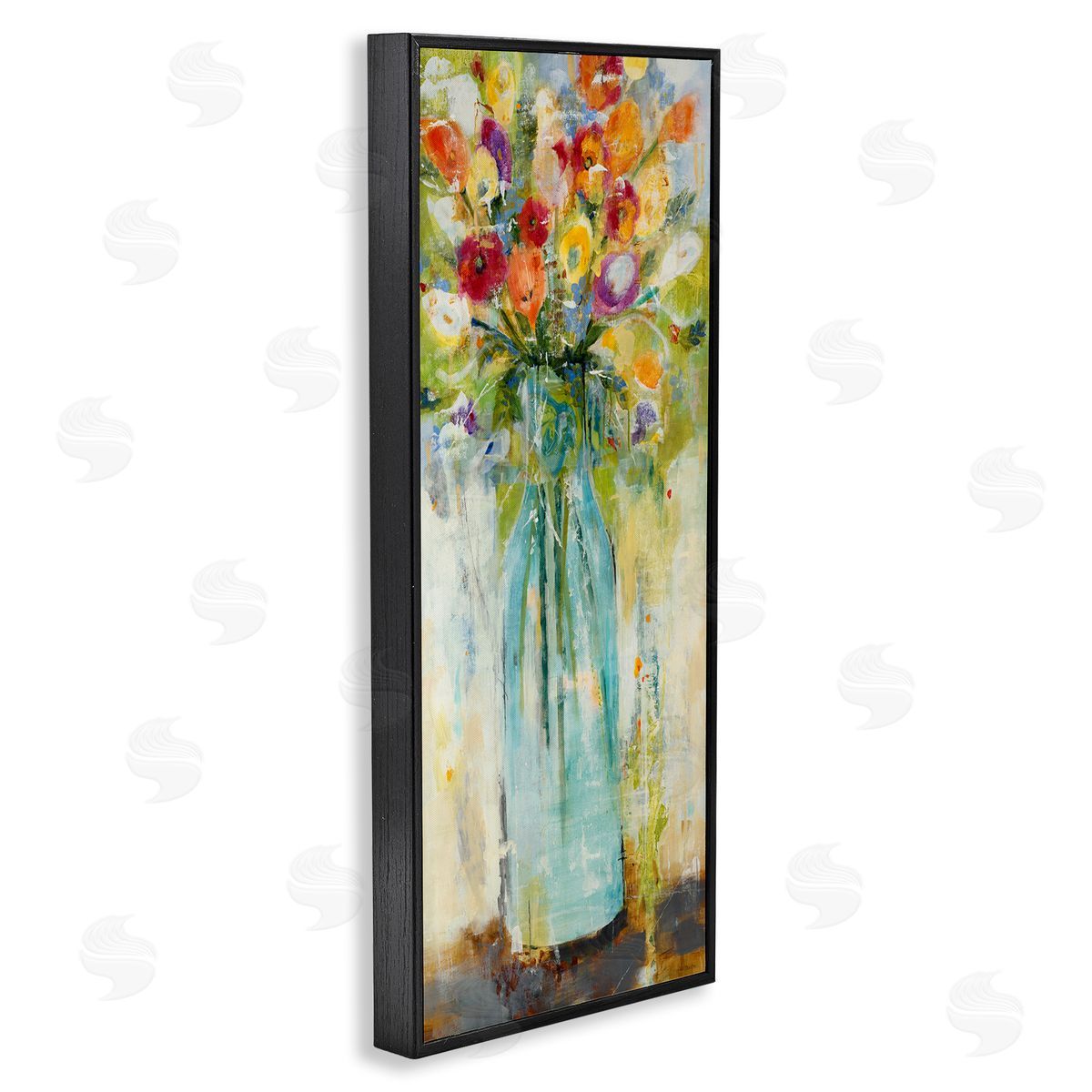 Rustic Spring Bouquet Abstraction Black Frame Print Wall Art, Home Decor by Jill Martin