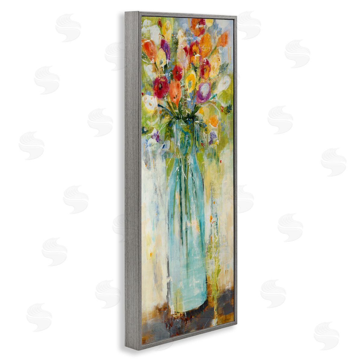 Rustic Spring Bouquet Abstraction Grey Frame Print Wall Art, Home Decor by Jill Martin