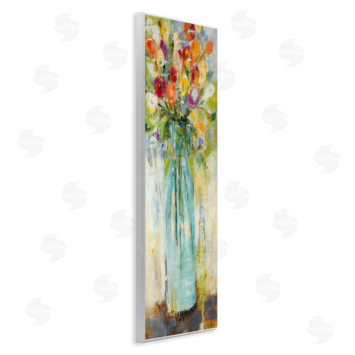 Rustic Spring Bouquet Abstraction Wood Plaque Wall Art, Home Decor by Jill Martin