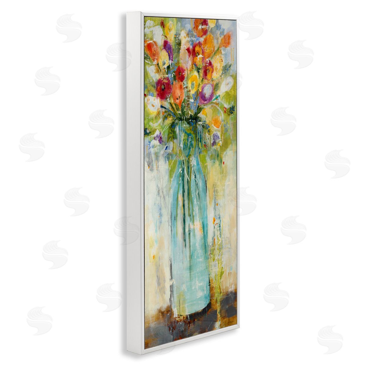 Rustic Spring Bouquet Abstraction White Frame Print Wall Art, Home Decor by Jill Martin