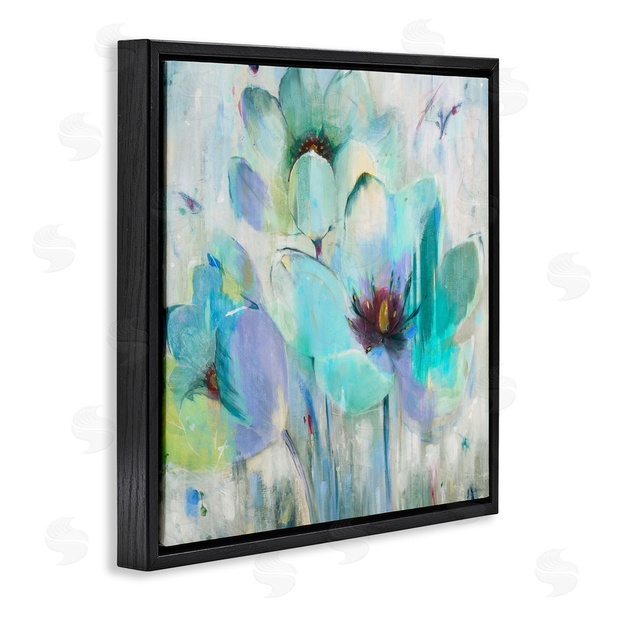 Jill Martin Blue Lily Abstraction Rustic Charm Black Floater Frame Canvas Art
