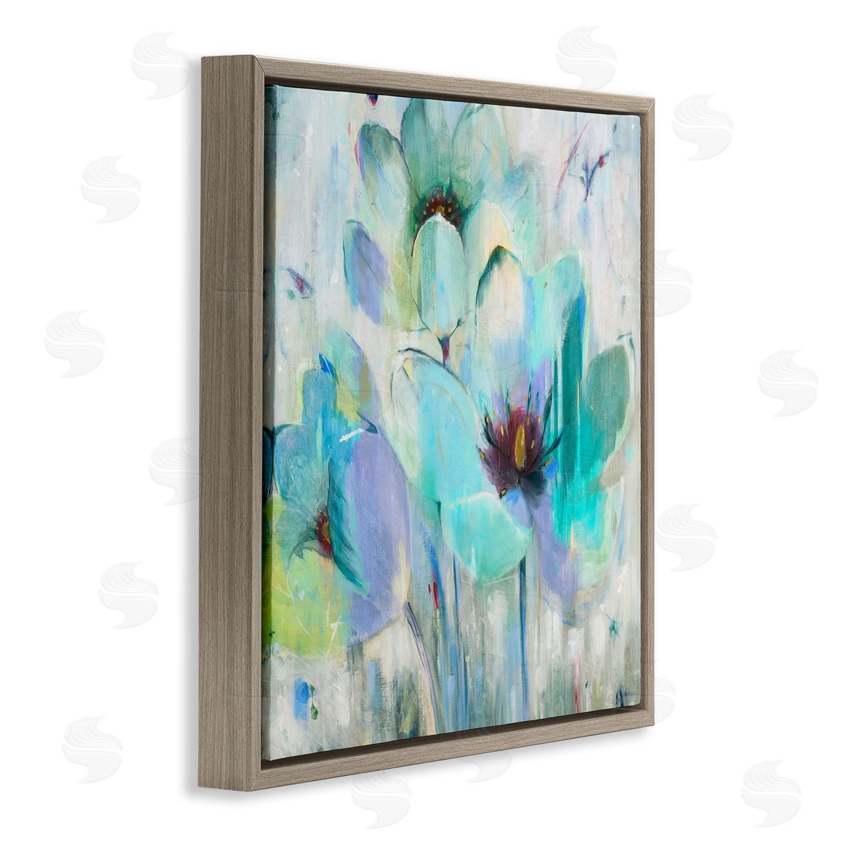 Jill Martin Blue Lily Abstraction Rustic Charm Brown Floater Frame Canvas Art