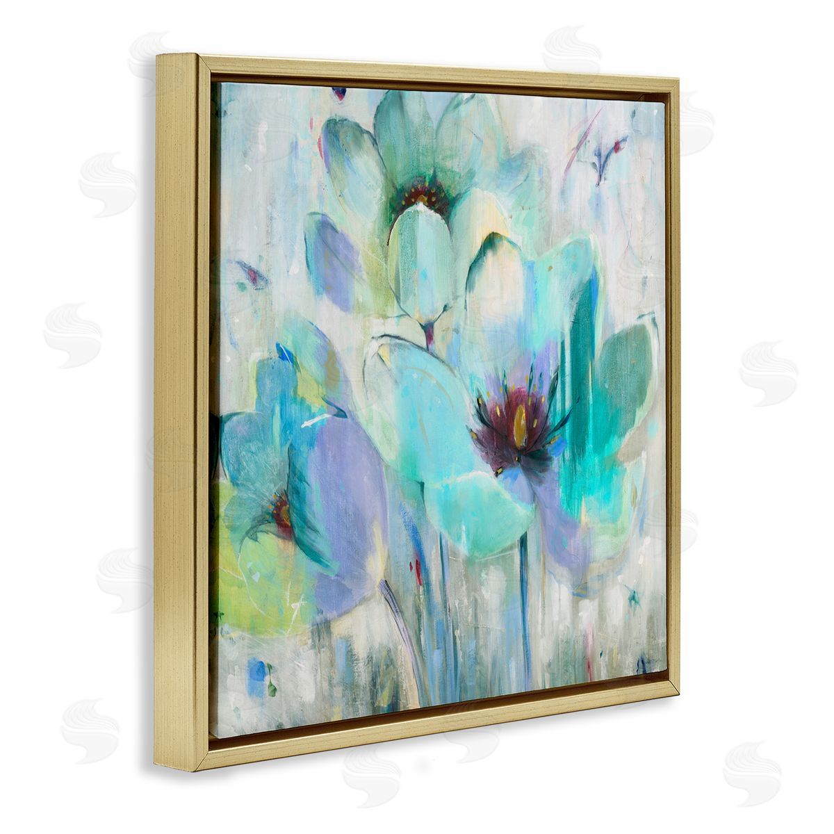 Jill Martin Blue Lily Abstraction Rustic Charm Gold Floater Frame Canvas Art