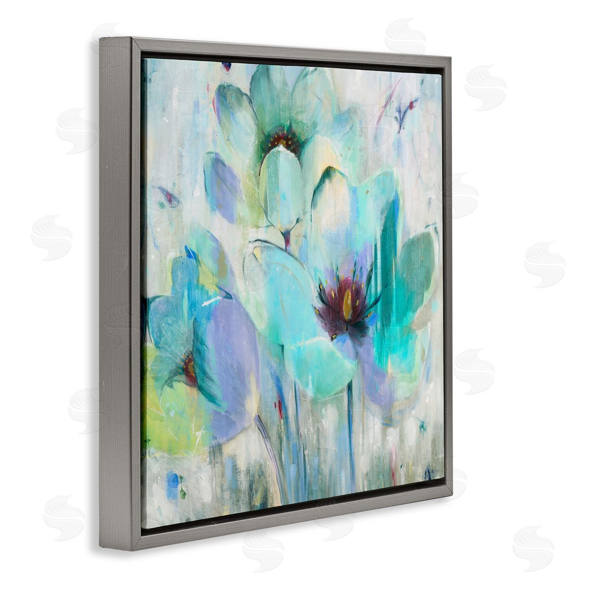 Jill Martin Blue Lily Abstraction Rustic Charm Gray Floater Frame Canvas Art