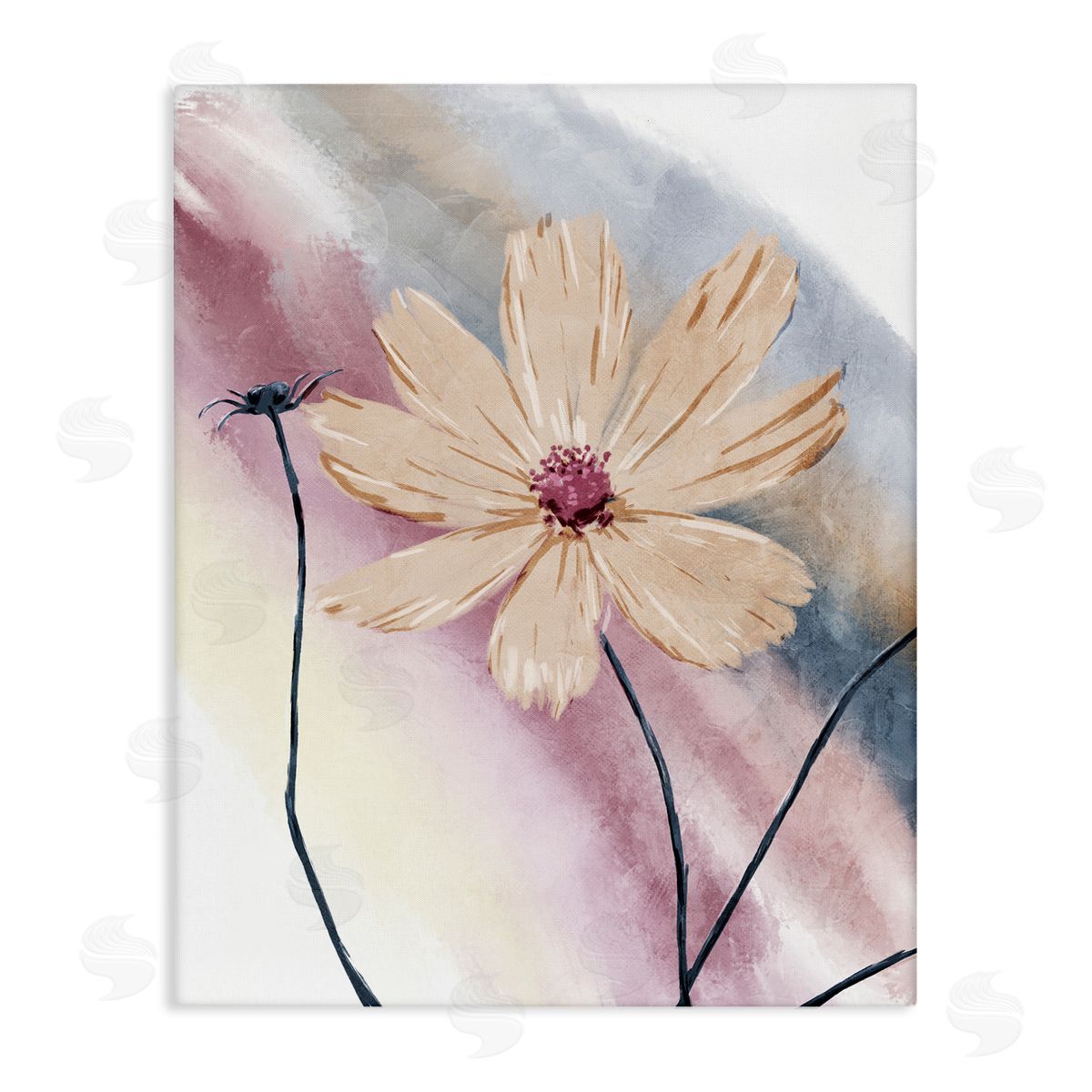 OnRei Defined Beige Floral Soft Rainbow Canvas Wall Art