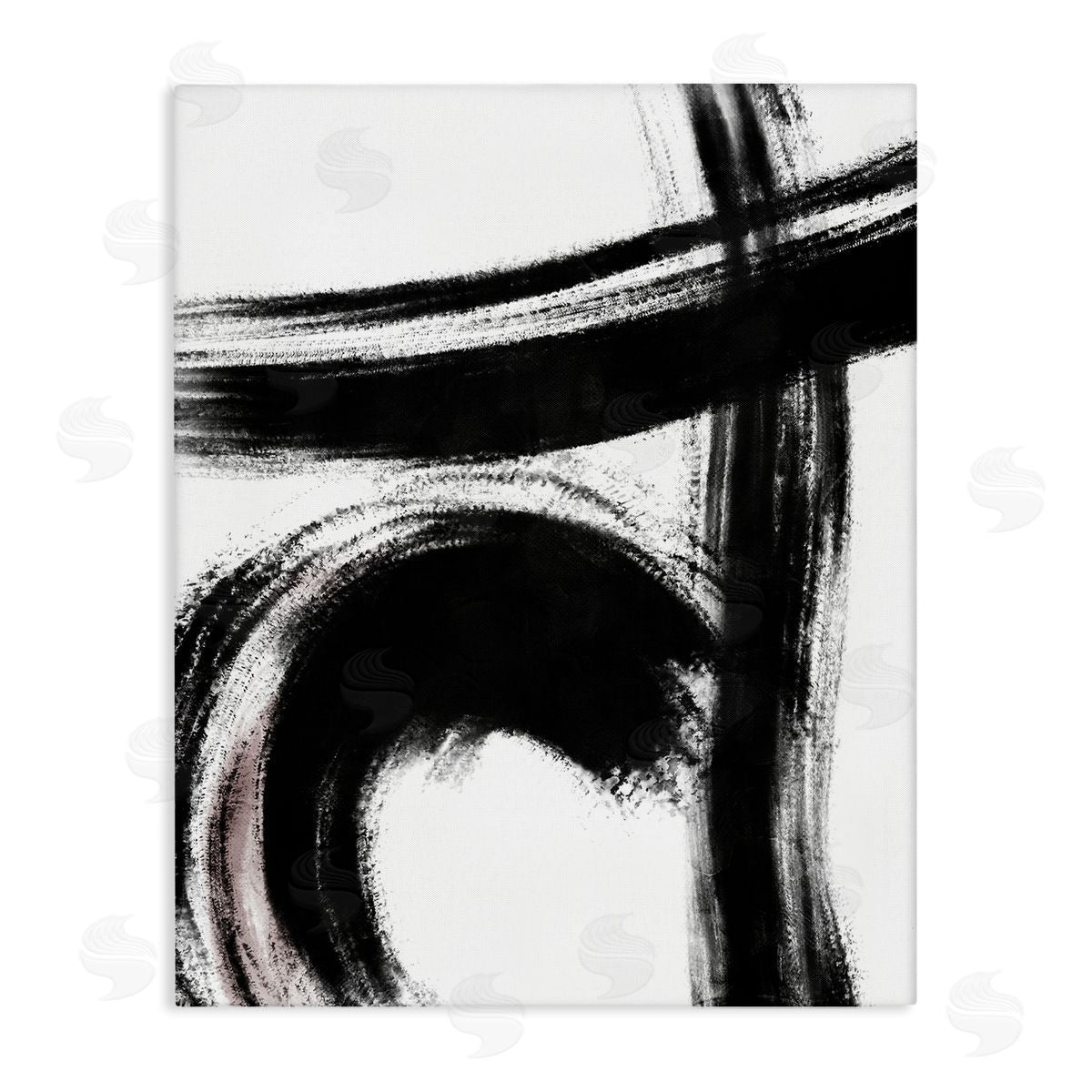 OnRei Black Brush Strokes Pink Detail Canvas Wall Art