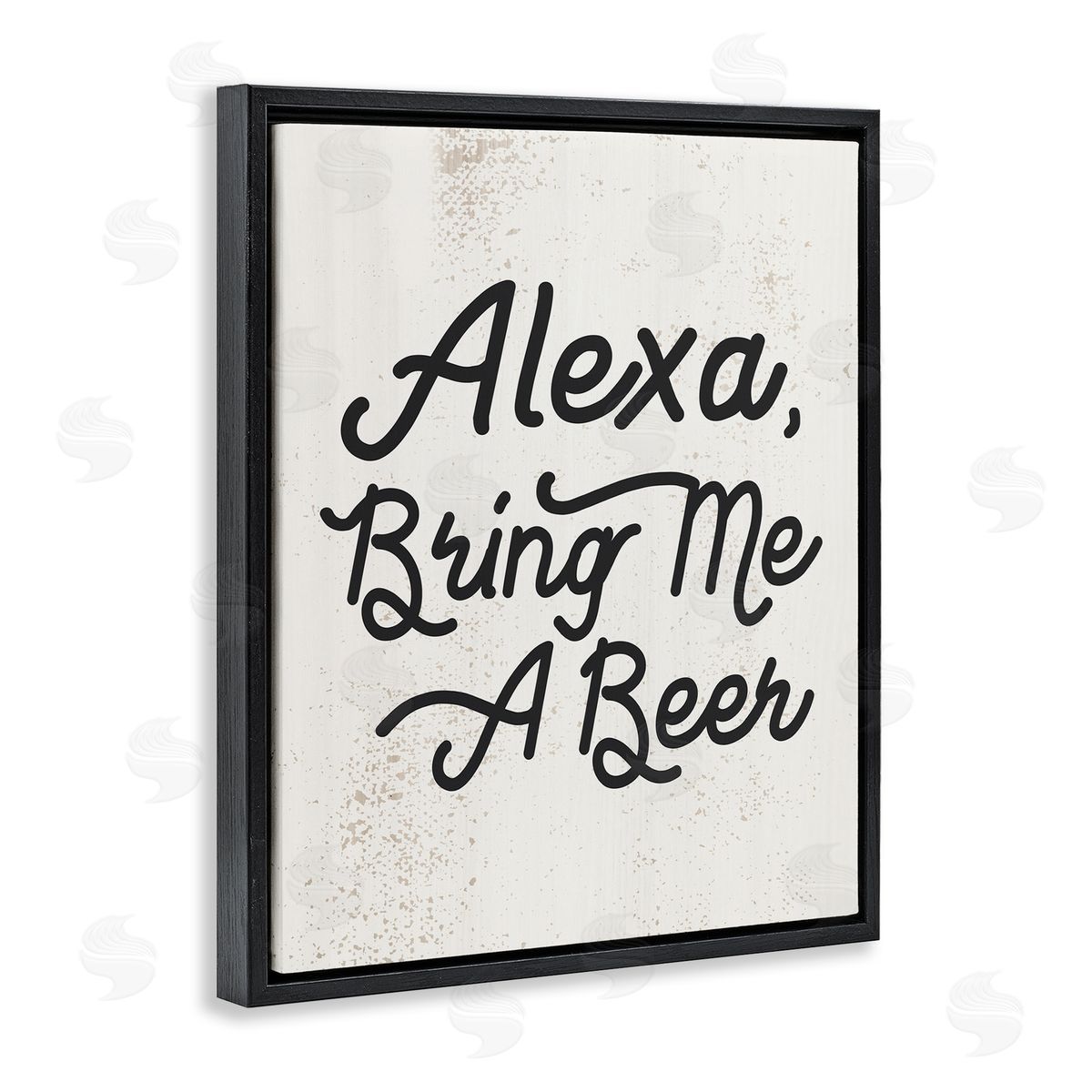 Stupell Studio Alexa Bring Me Beer Kitchen Sign Black Floater Frame Canvas Art