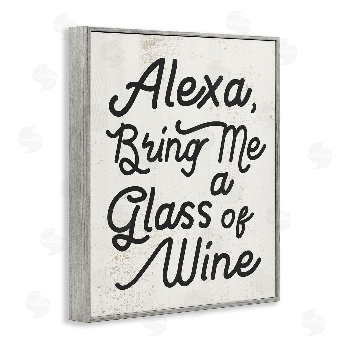 Stupell Studio Alexa Bring Me Wine Kitchen Sign Gray Framed Giclee Wall Art