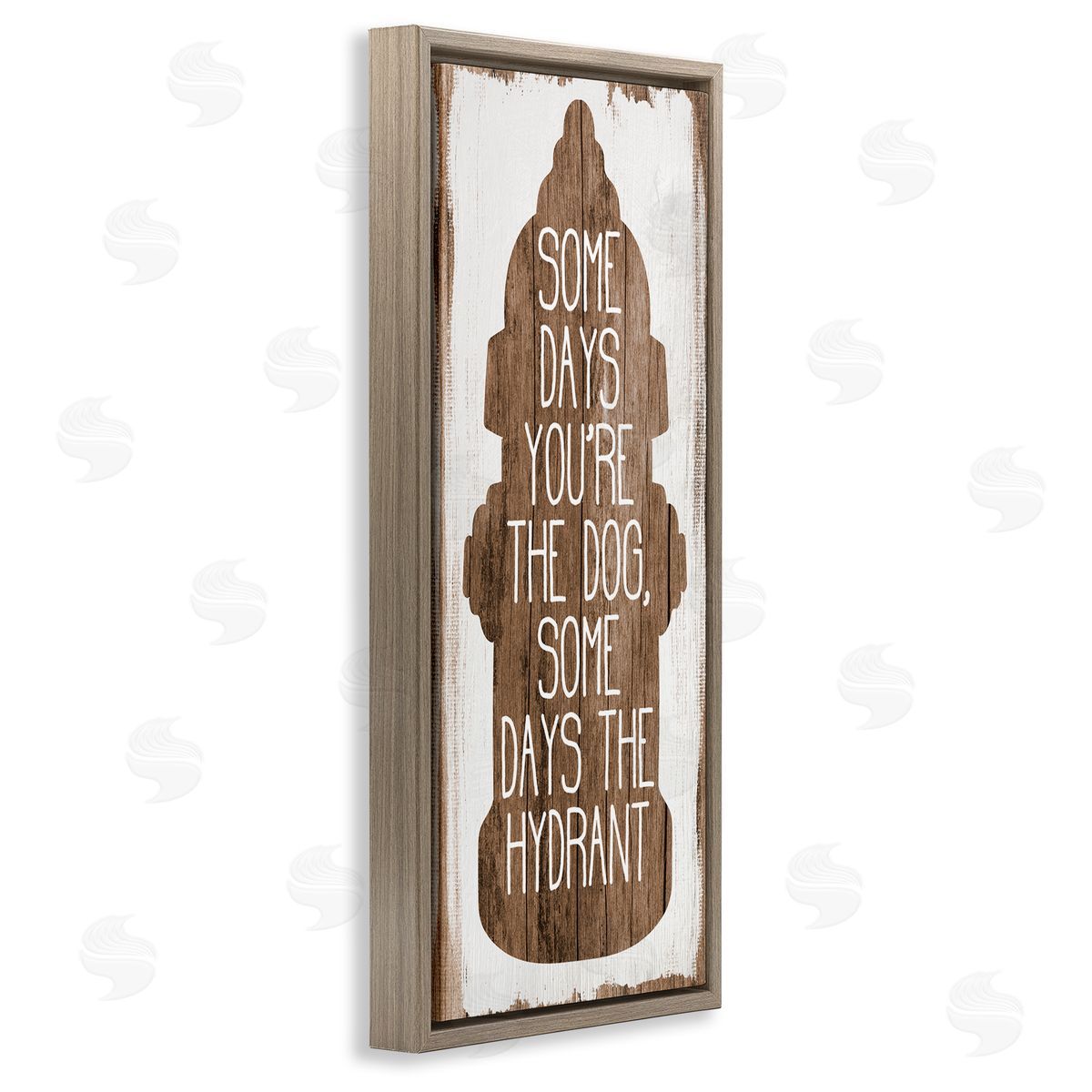 Dog or Hydrant Funny Pet Metaphor Brown Floating Frame Canvas Wall Art, Home Decor by Stupell Studio