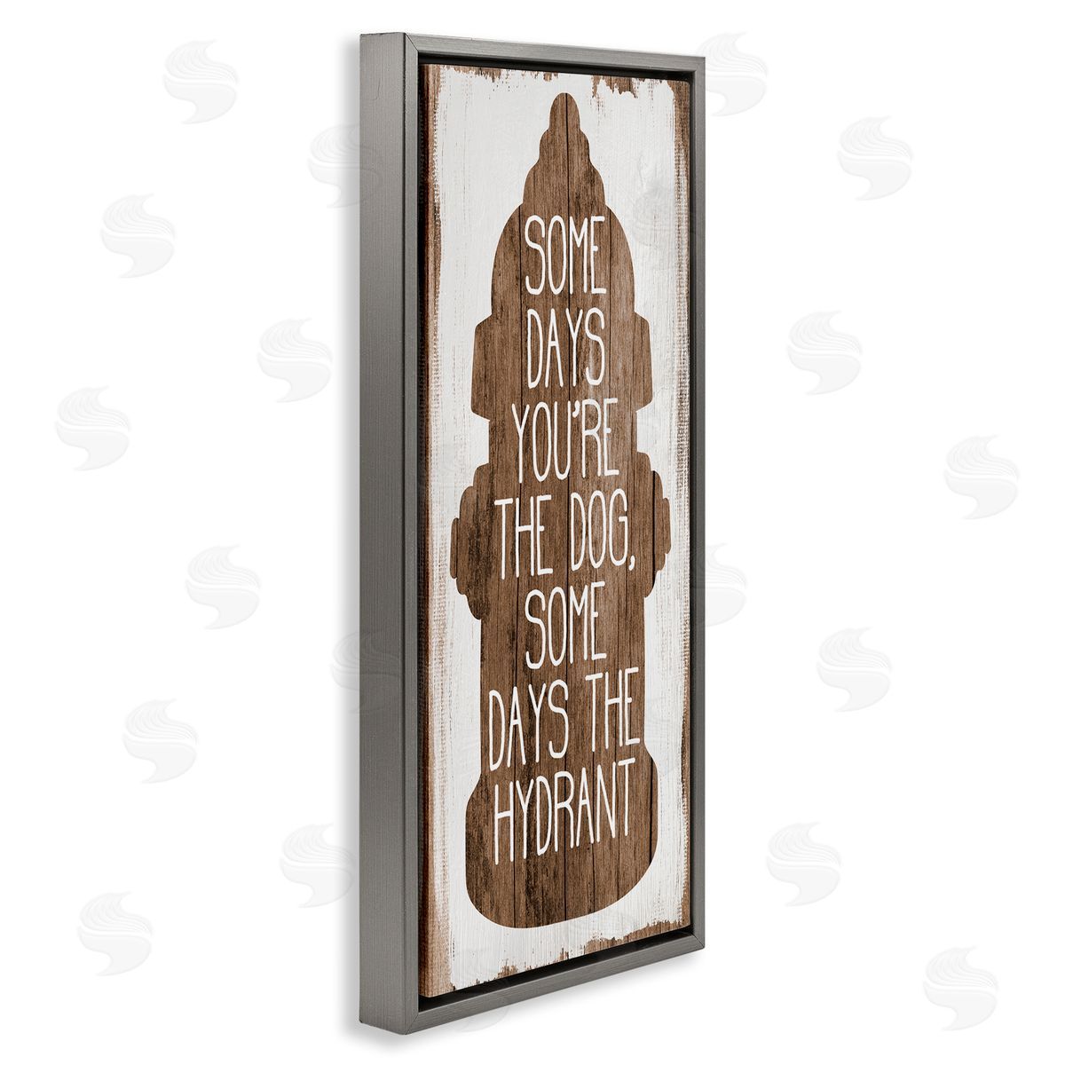 Dog or Hydrant Funny Pet Metaphor Grey Floating Frame Canvas Wall Art, Home Decor by Stupell Studio