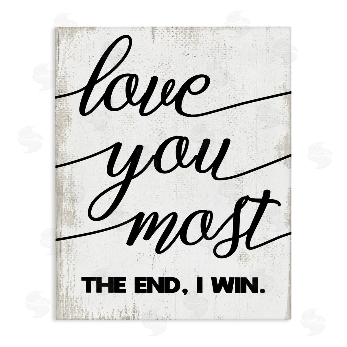 Stupell Studio Love You Most Rustic Word Design Canvas Wall Art