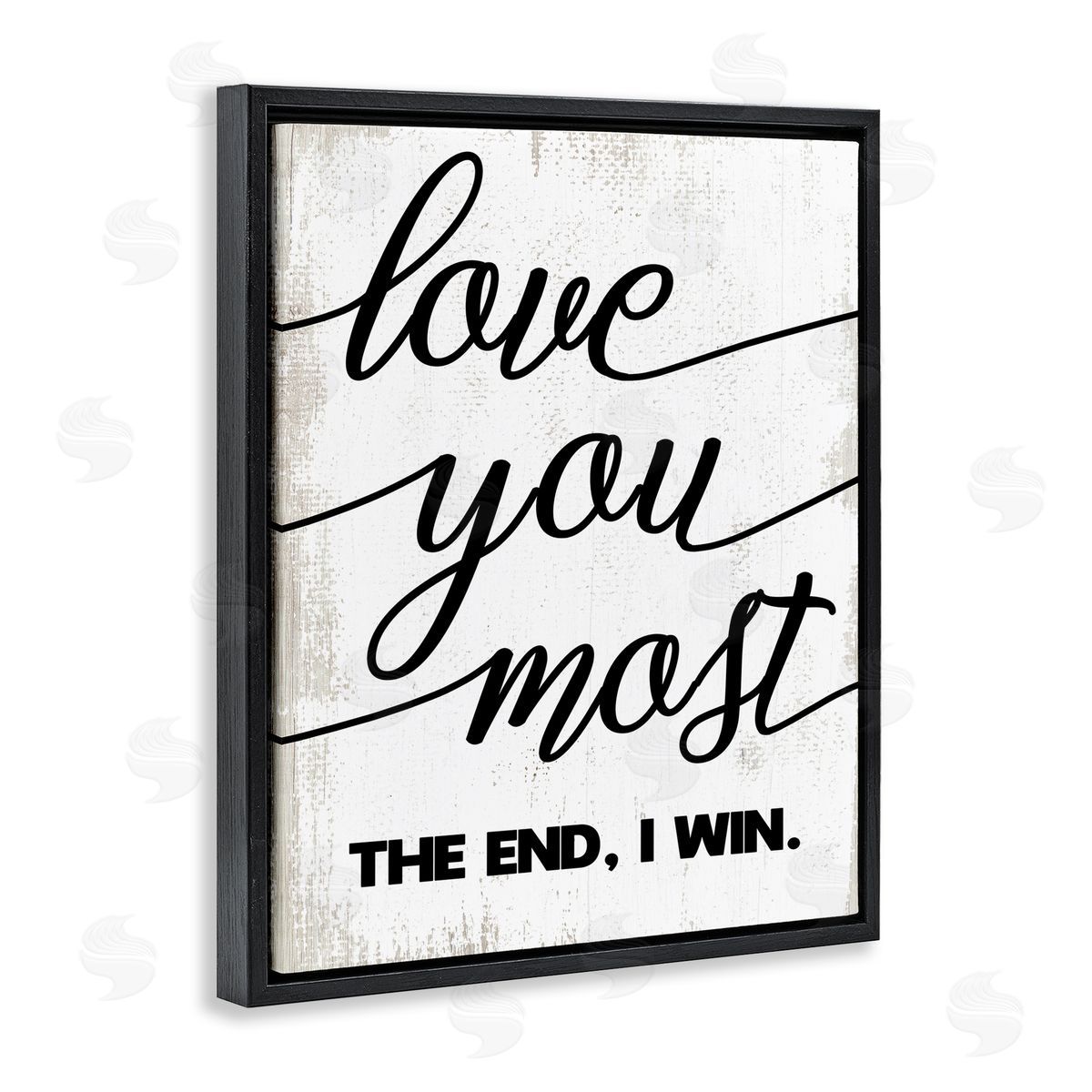 Stupell Studio Love You Most Rustic Word Design Black Floater Frame Canvas Art