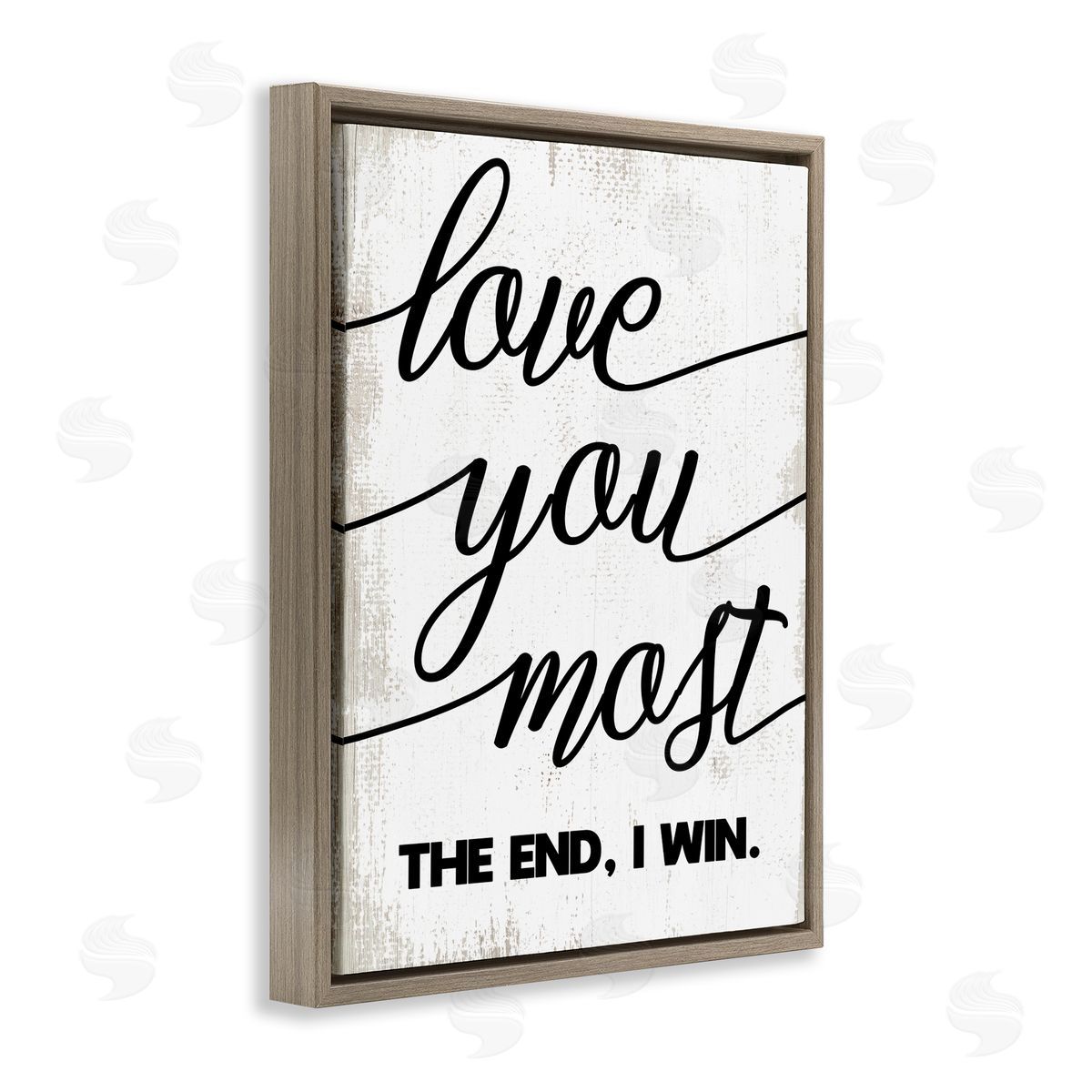 Stupell Studio Love You Most Rustic Word Design Brown Floater Frame Canvas Art