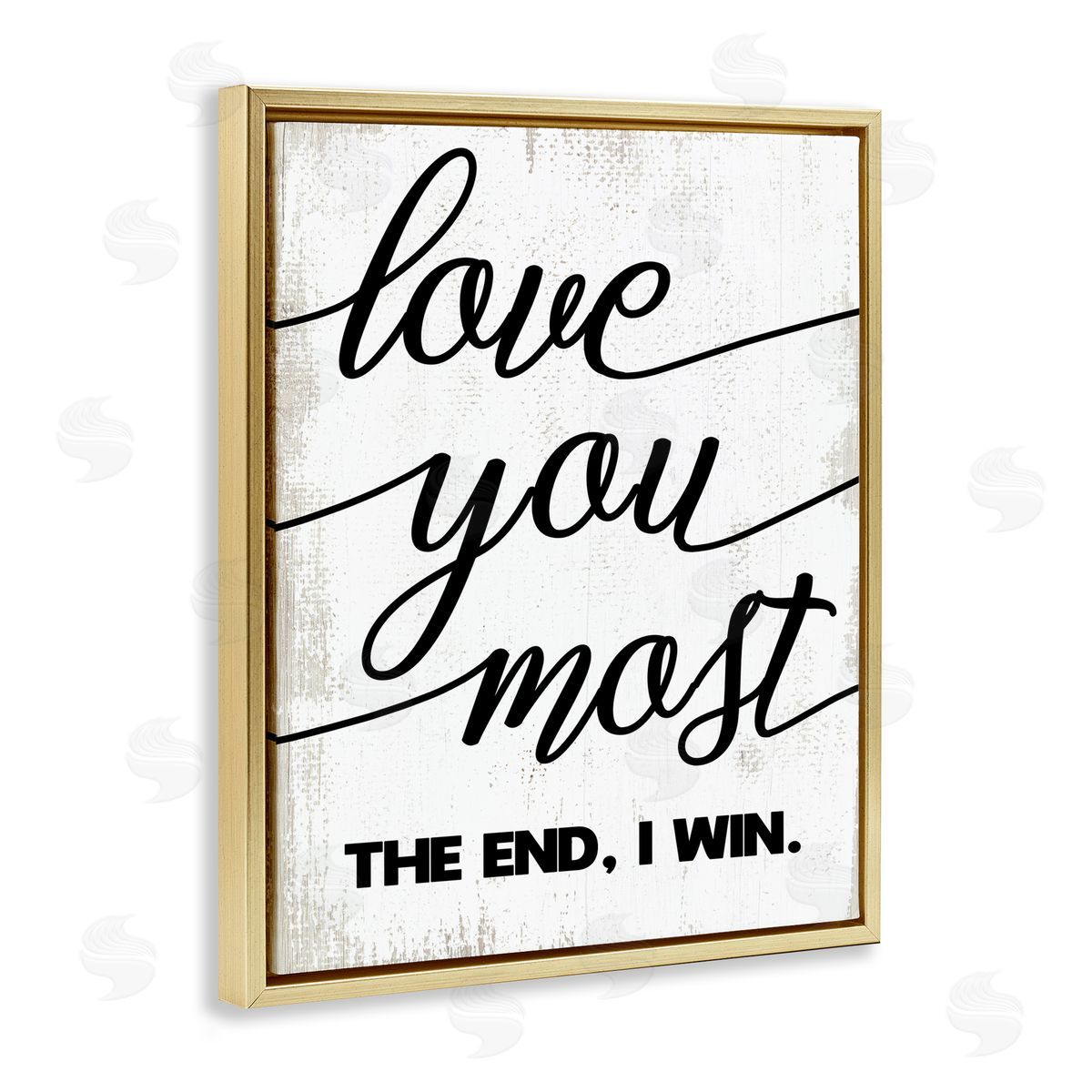 Stupell Studio Love You Most Rustic Word Design Gold Floater Frame Canvas Art