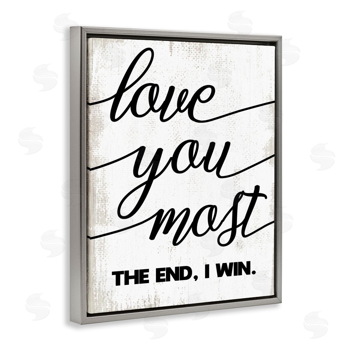 Stupell Studio Love You Most Rustic Word Design Gray Floater Frame Canvas Art