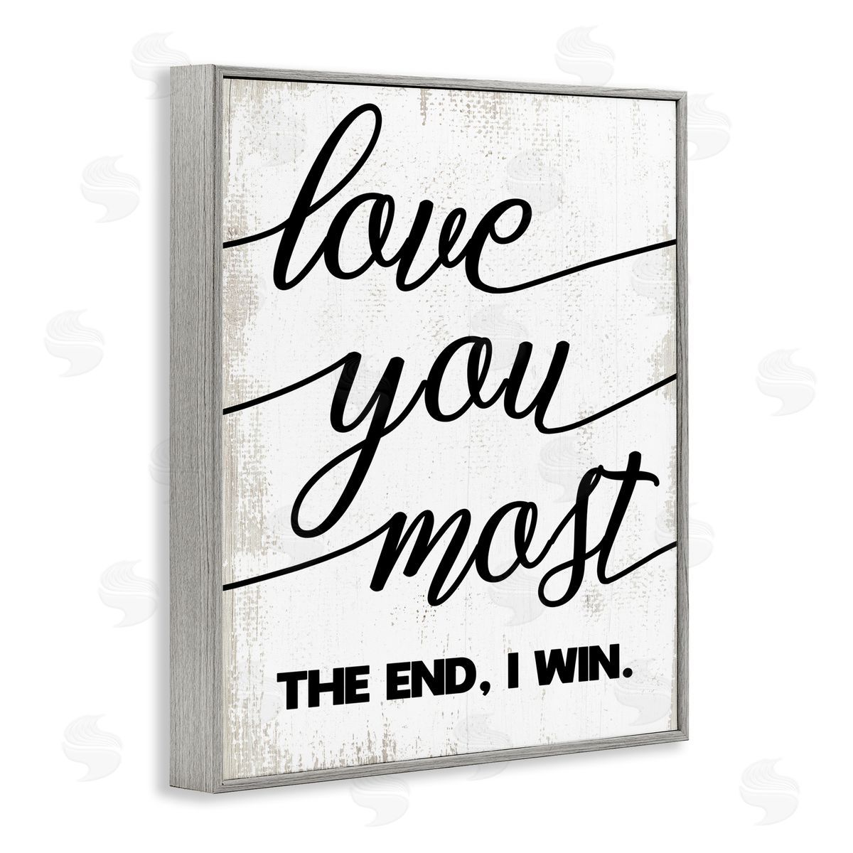 Stupell Studio Love You Most Rustic Word Design Gray Framed Giclee Wall Art