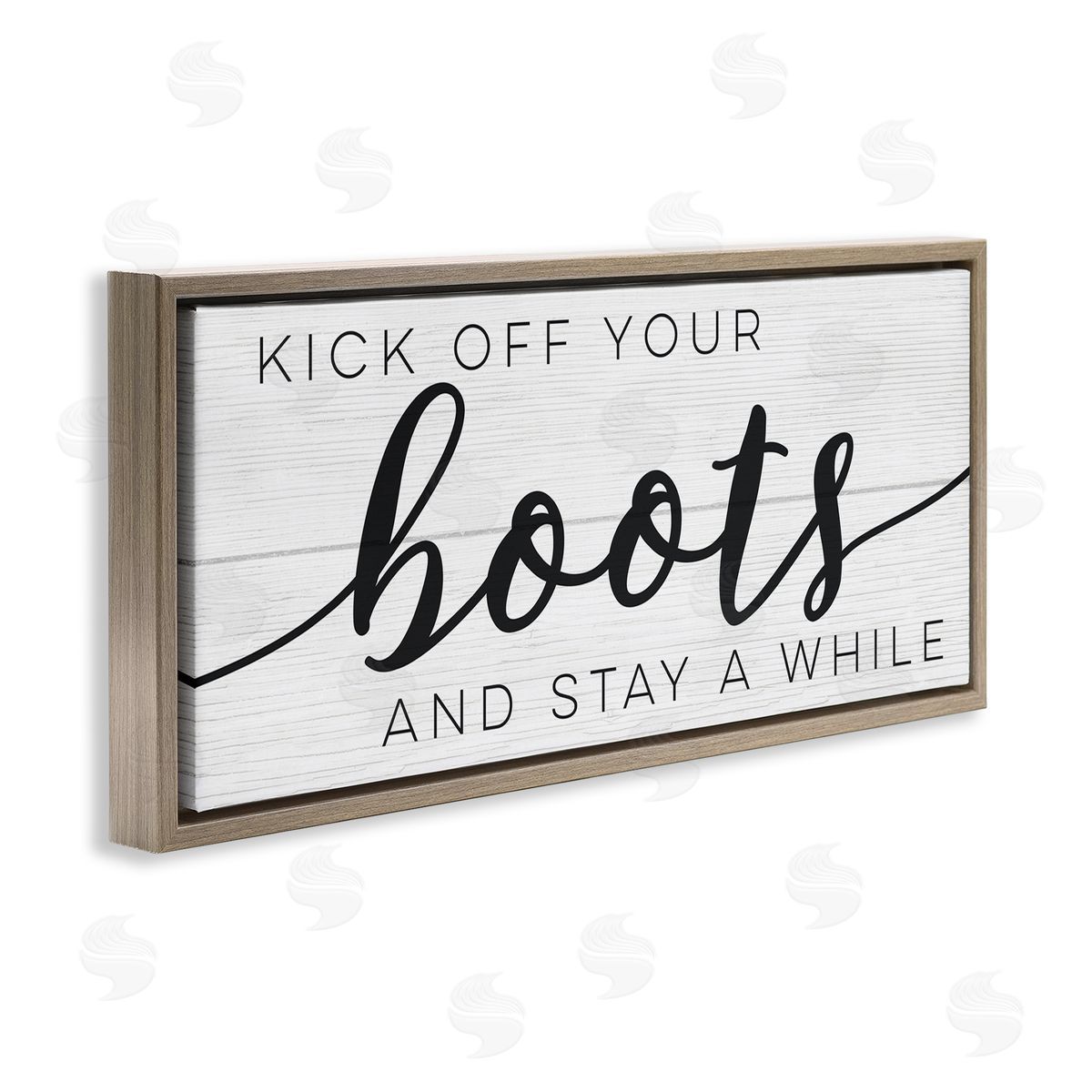 Stupell Studio Rustic Kick Off Your Boots Sign Brown Floater Frame Canvas Art