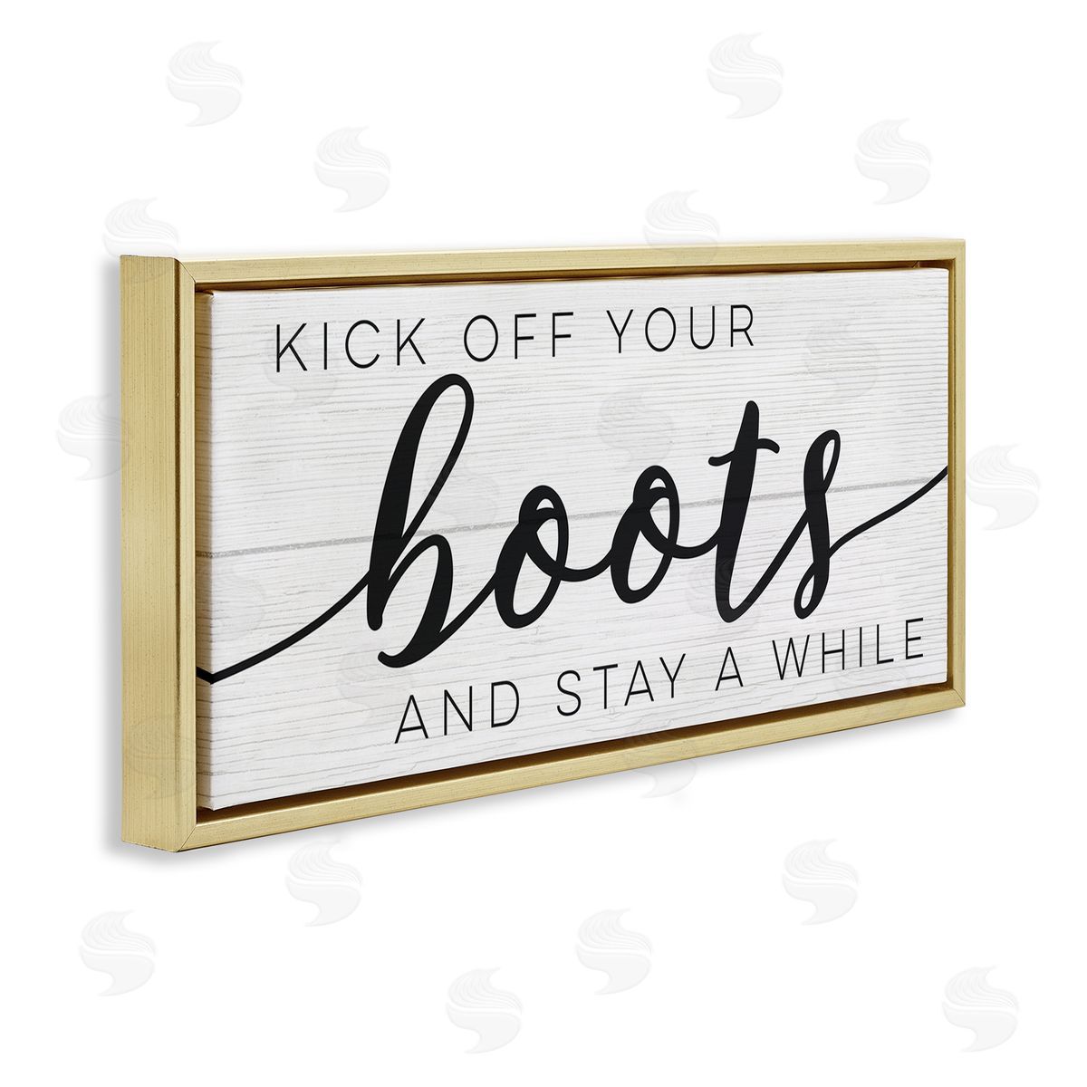 Stupell Studio Rustic Kick Off Your Boots Sign Gold Floater Frame Canvas Art