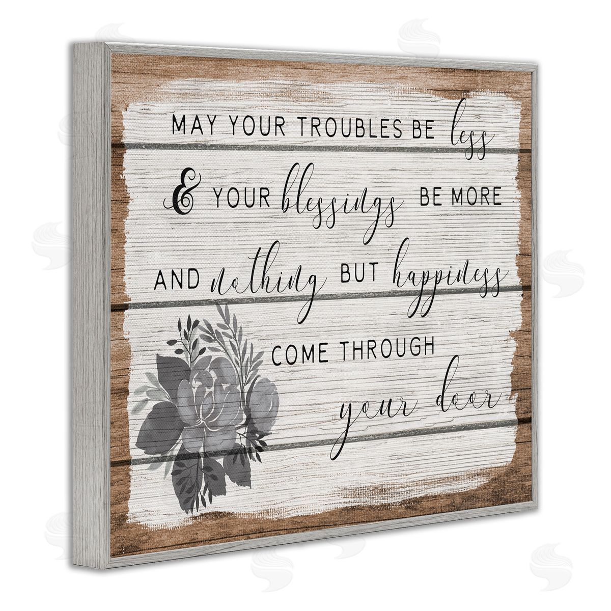 Stupell Studio Troubles Be Less Country Floral Gray Framed Giclee Wall Art