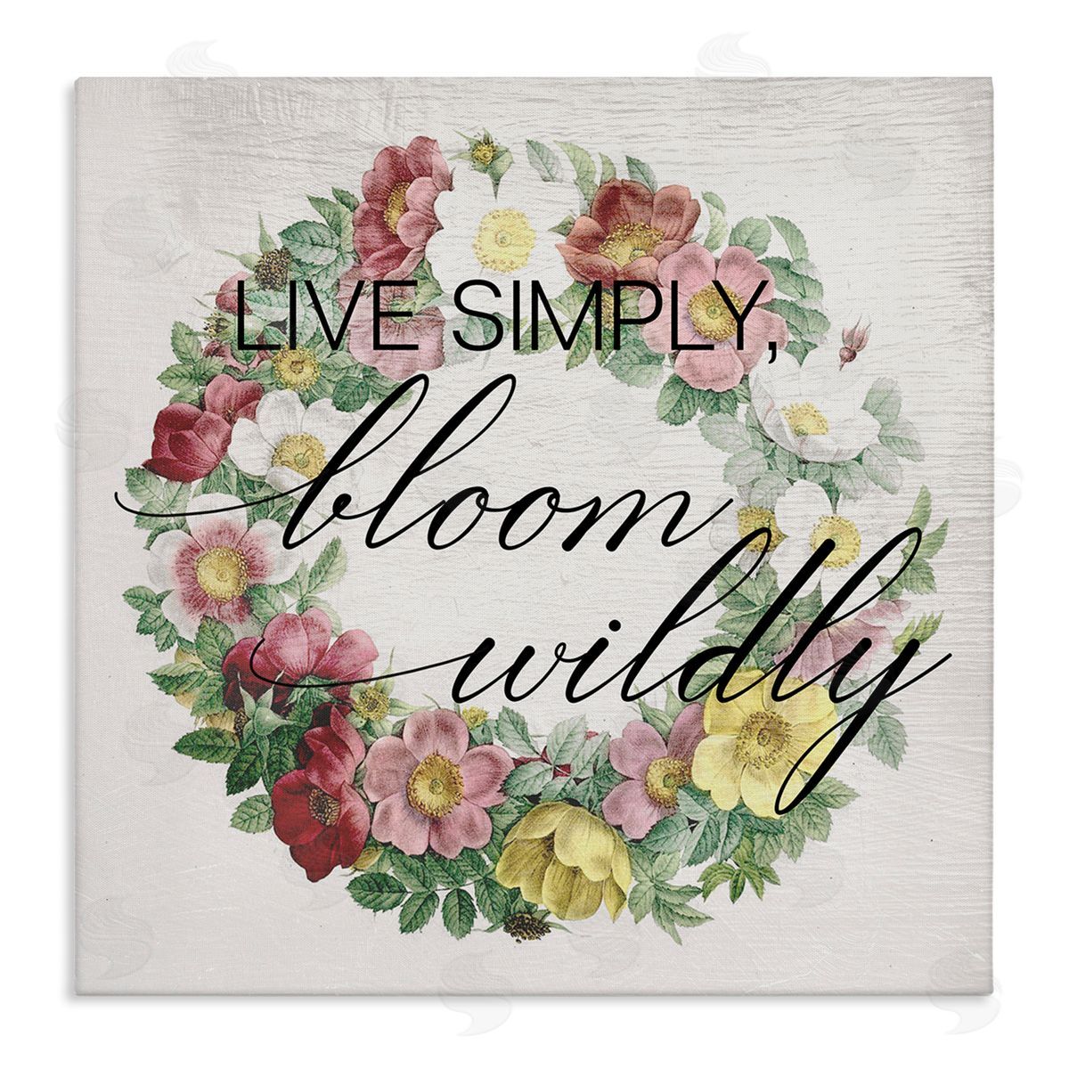 Stupell Studio Live Simply Bloom Wildly Floral Wreath Canvas Wall Art