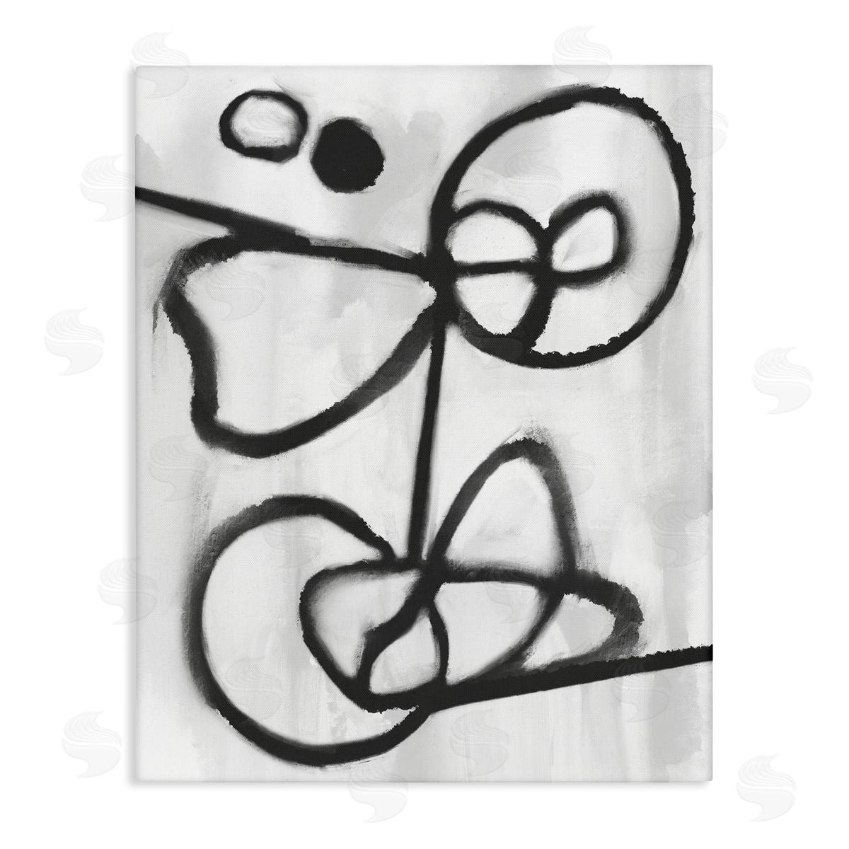 Stupell Studio Abstract Linework Shapes Black Canvas Wall Art